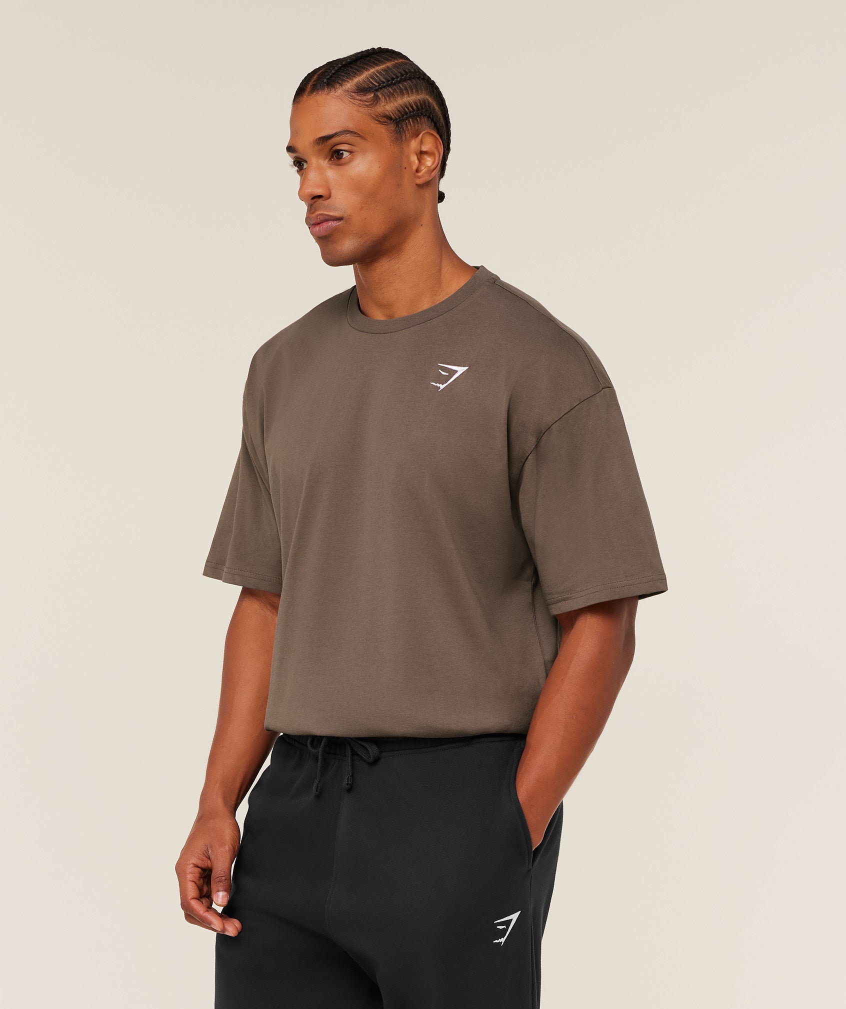 Gymshark Crest Oversized T-Shirt 'Soft Brown'