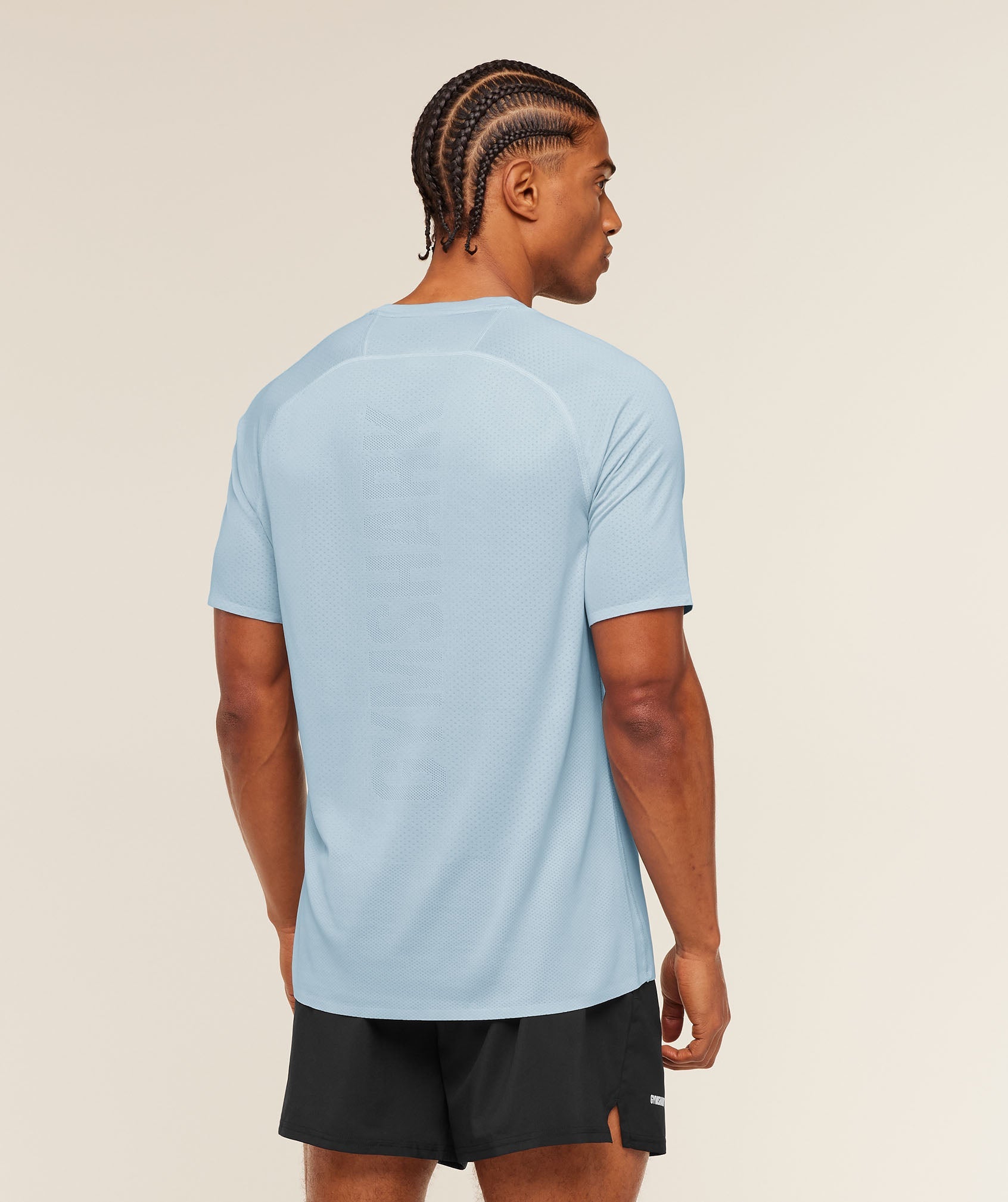 Gymshark Hybrid Engineered Jacquard T-Shirt 'Chilled Blue'