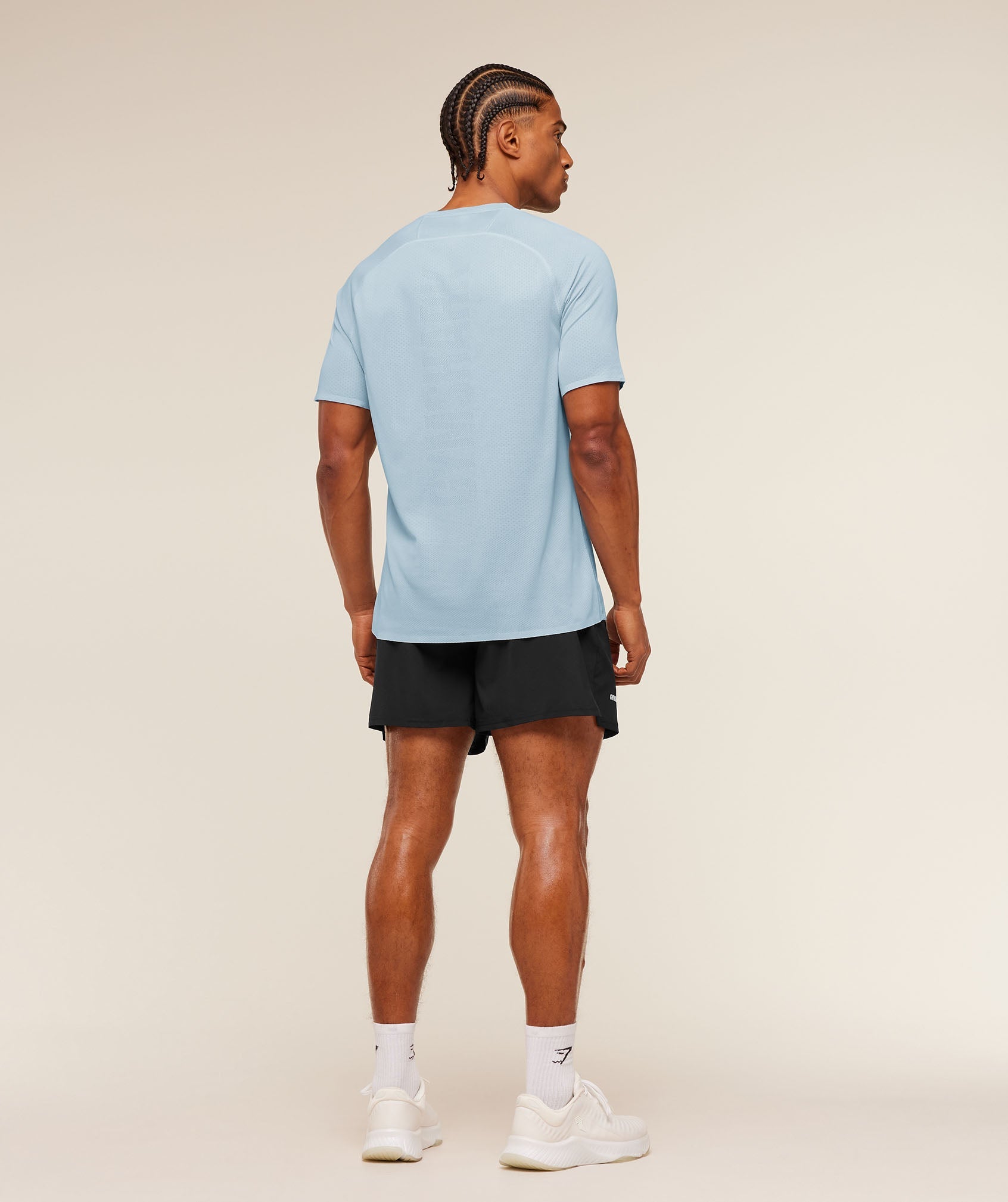 Gymshark Hybrid Engineered Jacquard T-Shirt 'Chilled Blue'