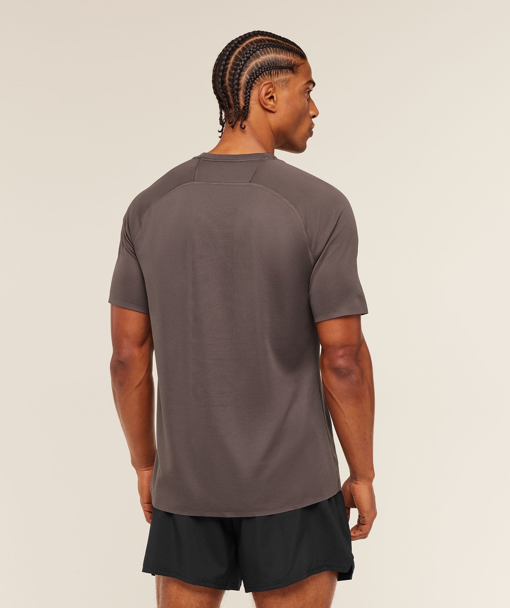 Gymshark Hybrid Engineered Jacquard T-Shirt 'Cool Brown'