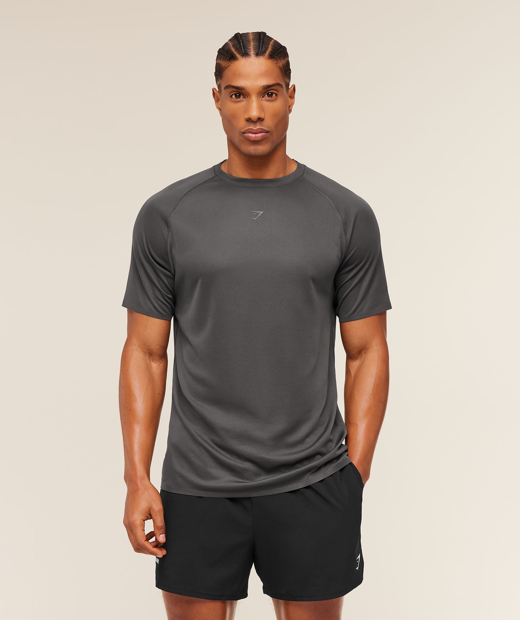 Gymshark Hybrid Engineered Jacquard T-Shirt 'Grey'