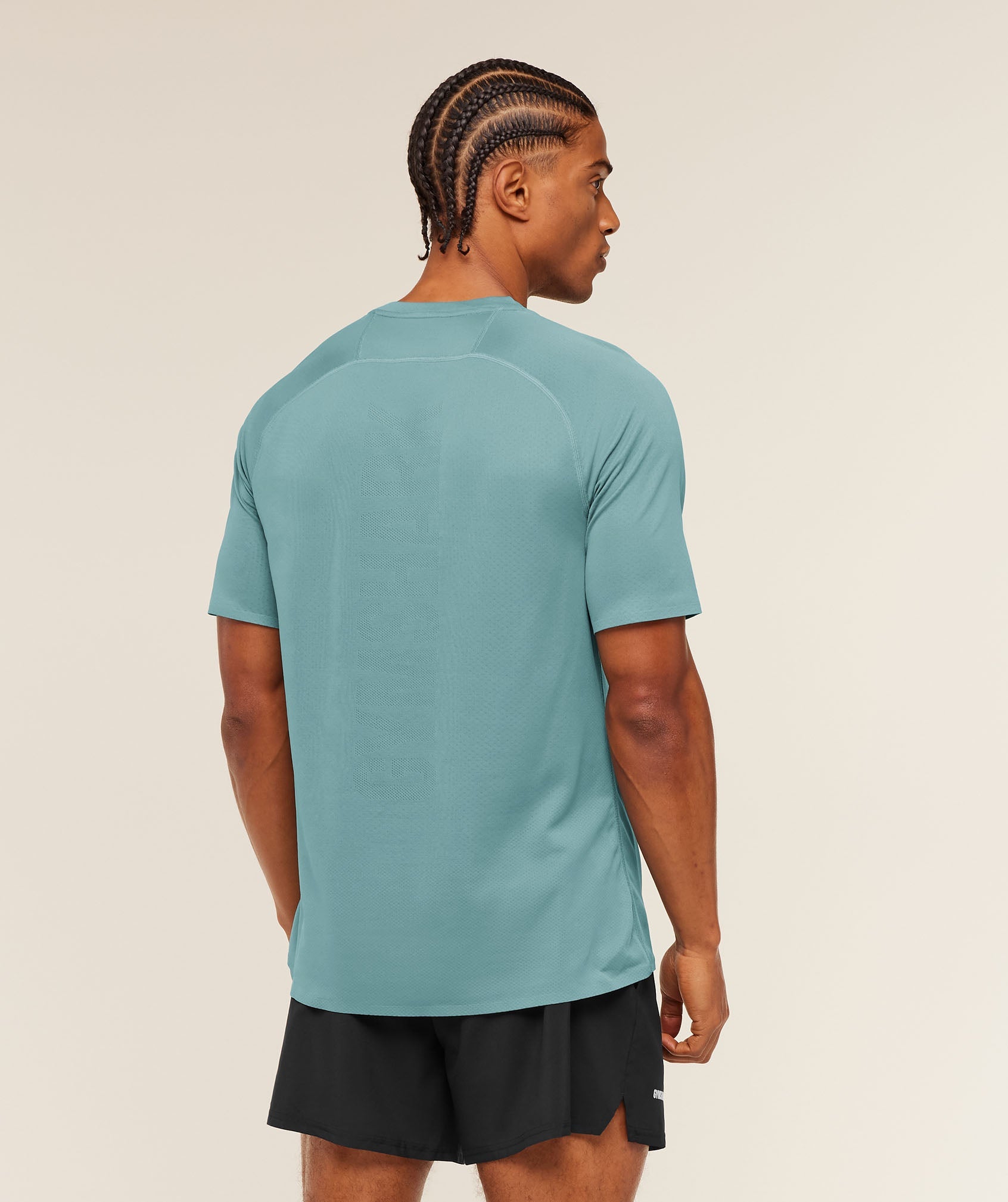 Gymshark Hybrid Engineered Jacquard T-Shirt 'Storm Blue'