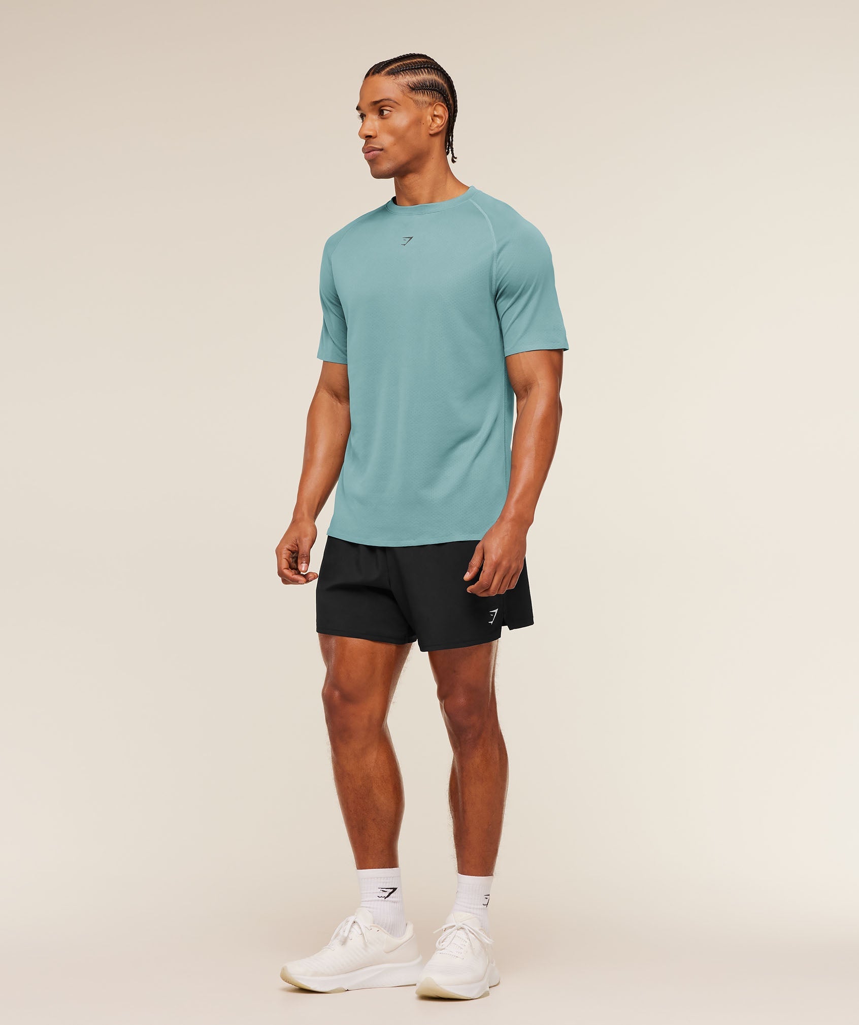 Gymshark Hybrid Engineered Jacquard T-Shirt 'Storm Blue'