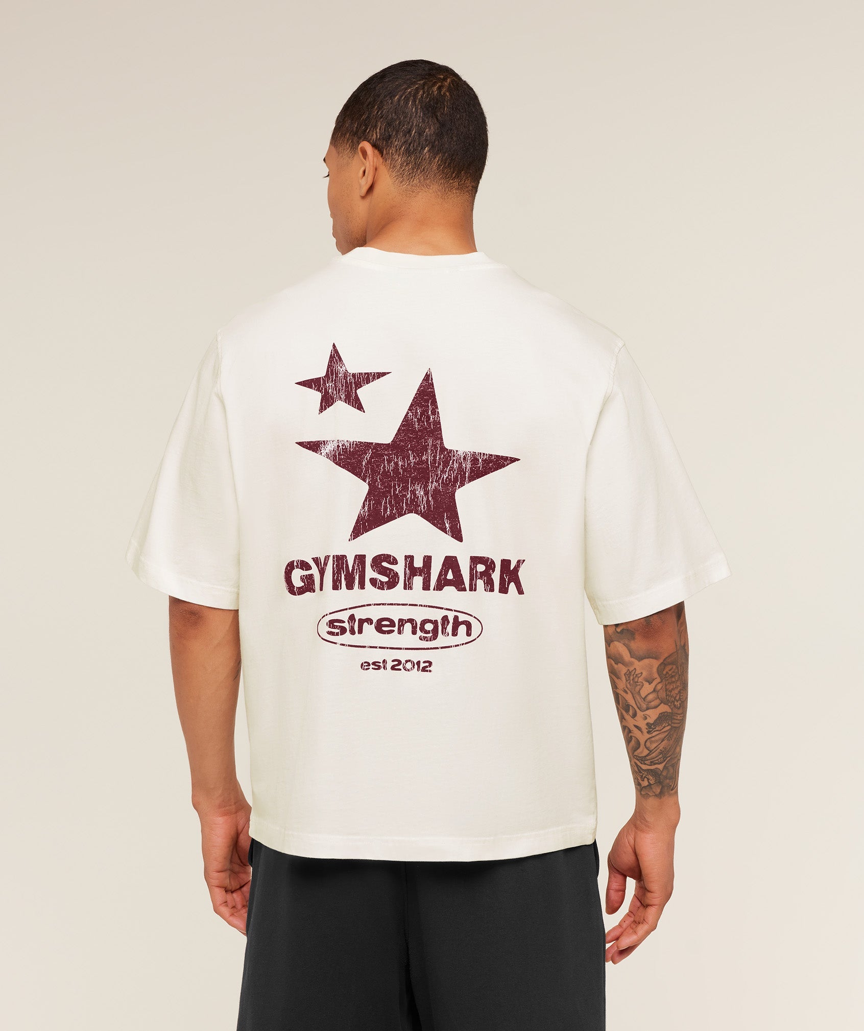 Gymshark Strength Stars Washed Graphic T-Shirt 'Soft White'