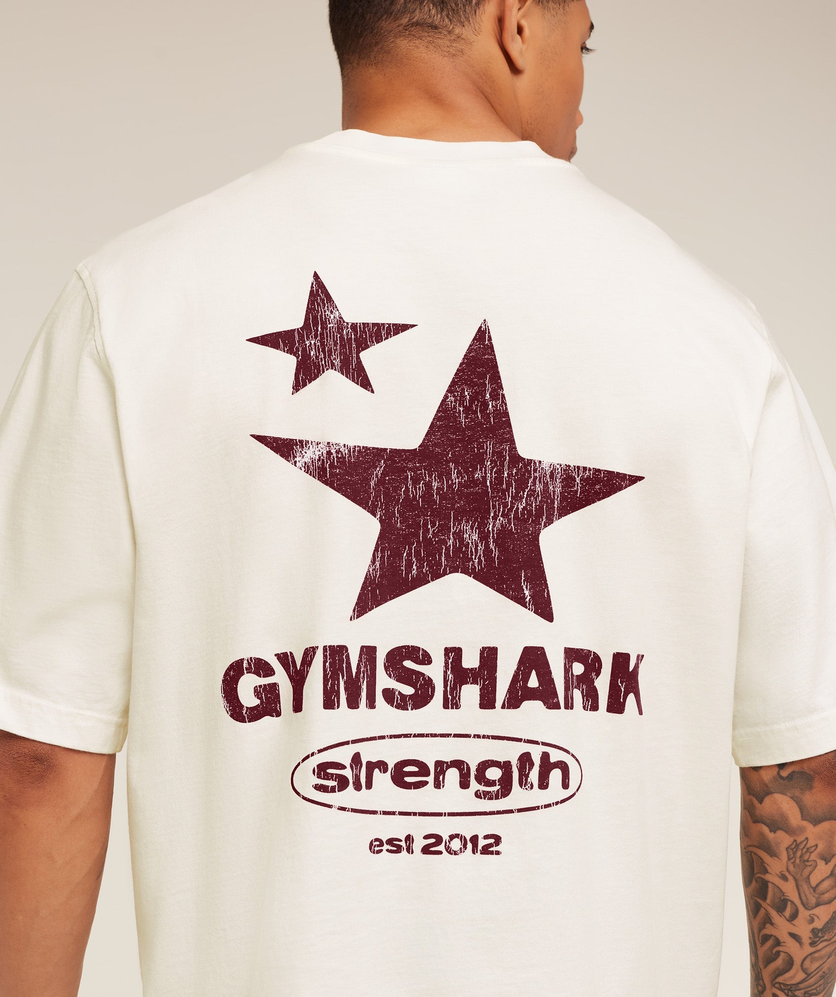Gymshark Strength Stars Washed Graphic T-Shirt 'Soft White'