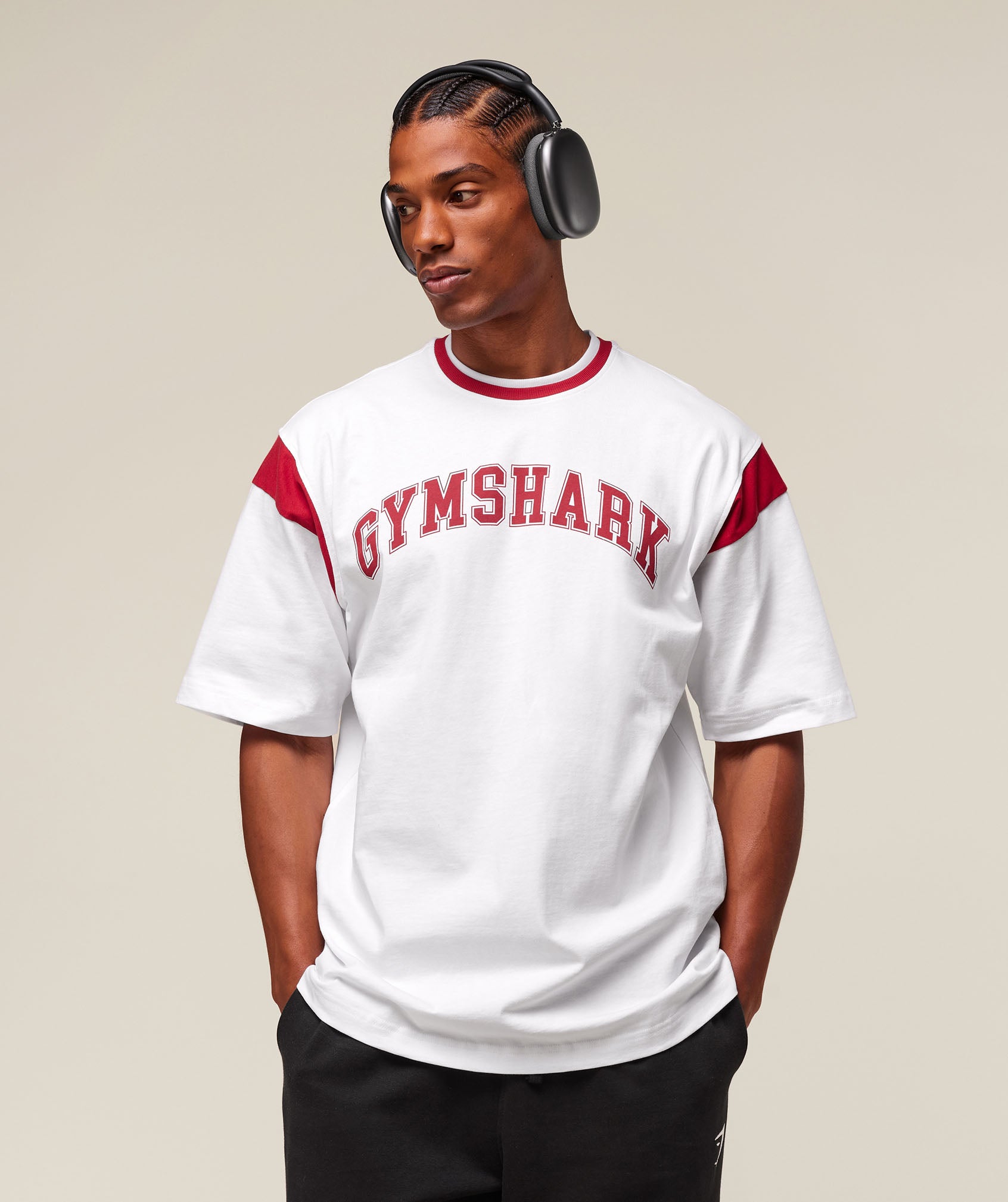 Gymshark GSLC Oversized T-Shirt 'White Conditioning Red'