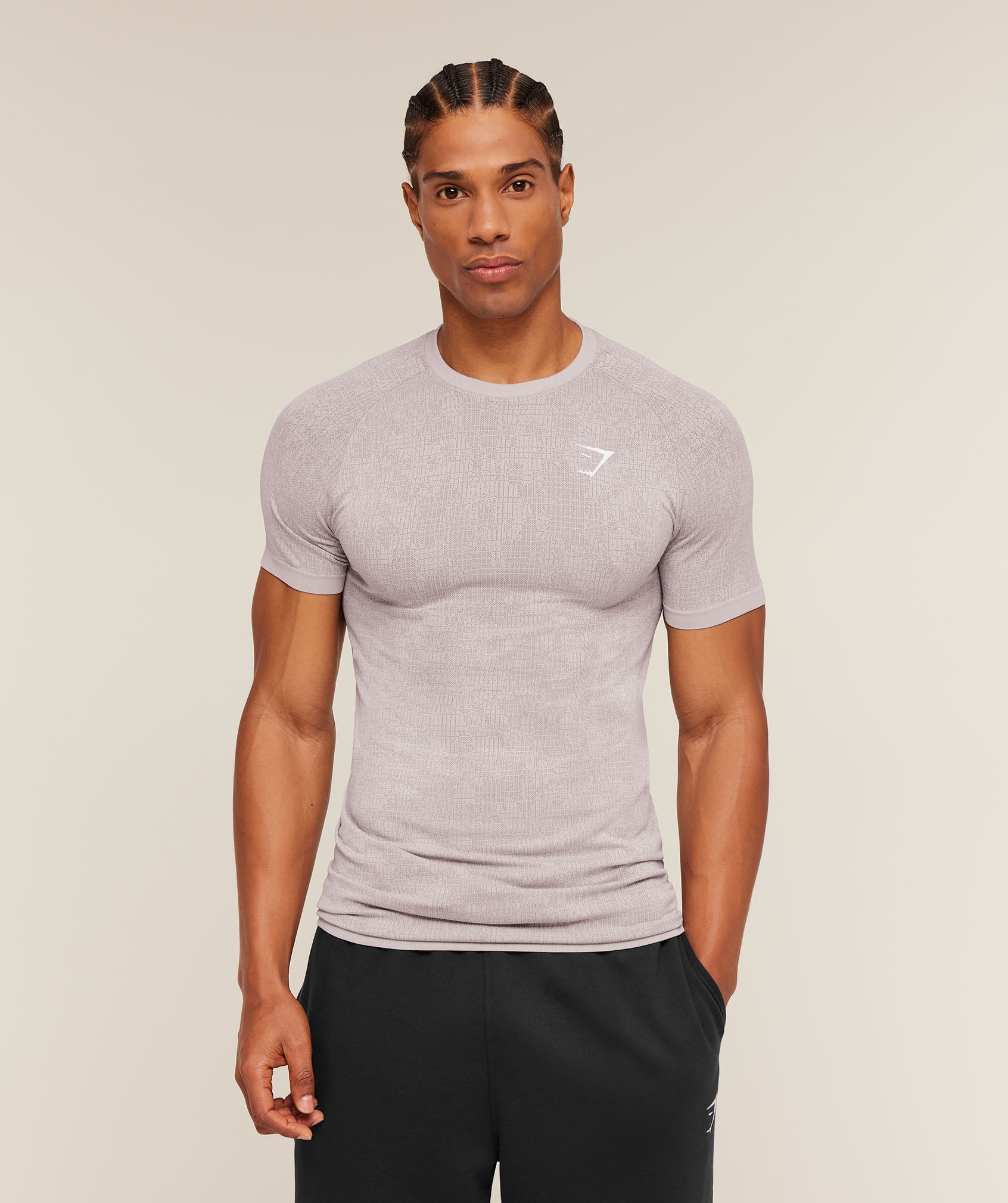 Gymshark Geo Seamless Grid T-Shirt 'Dawn Purple Dusk Purple'