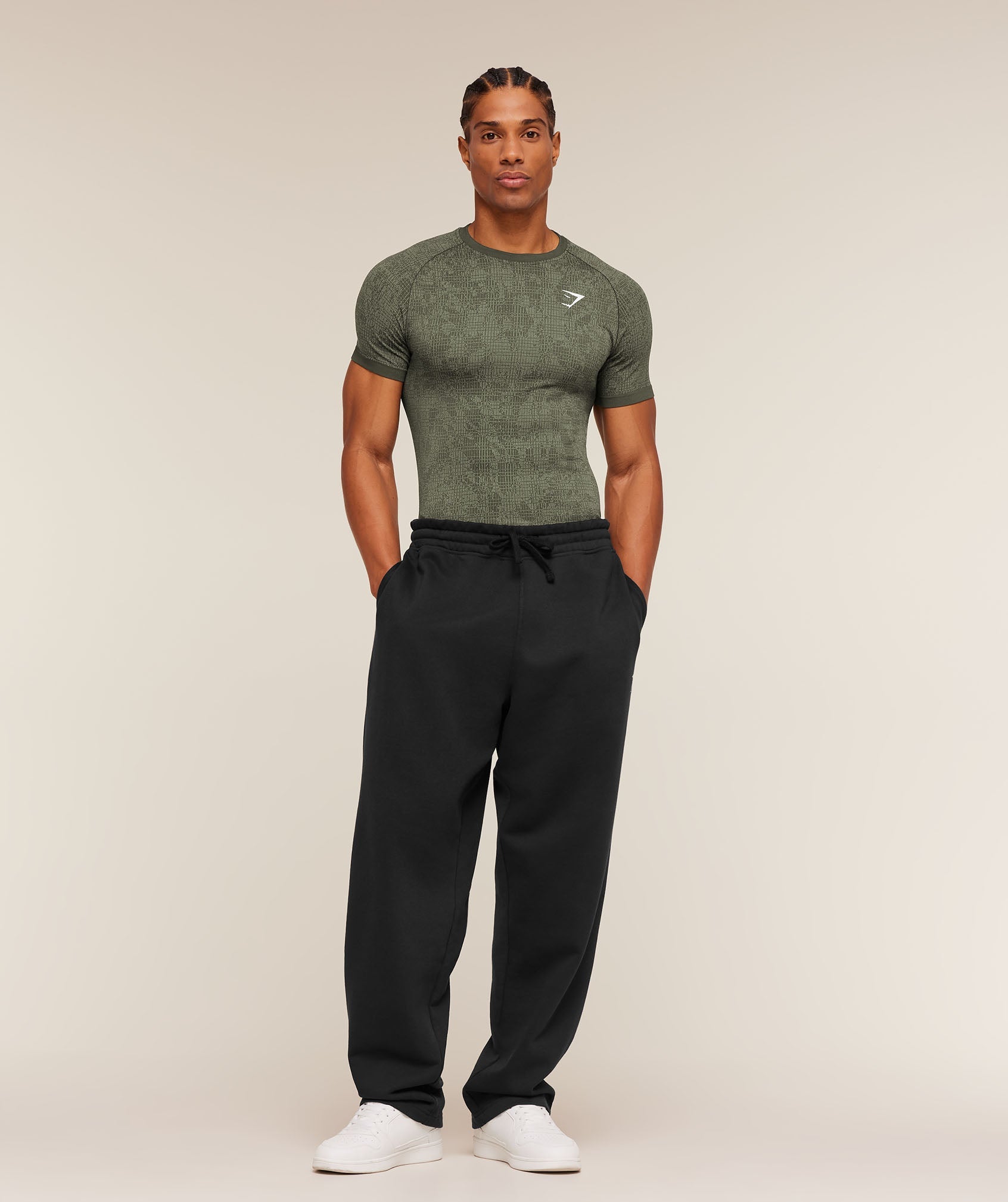 Gymshark Geo Seamless Grid T-Shirt 'Strength Green Haze Green'