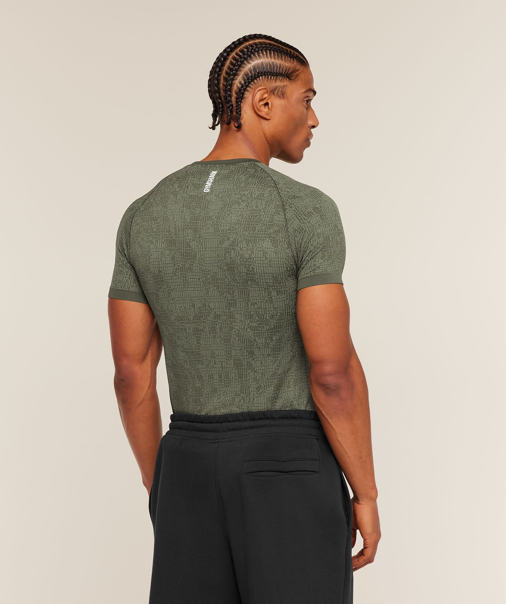 Gymshark Geo Seamless Grid T-Shirt 'Strength Green Haze Green'