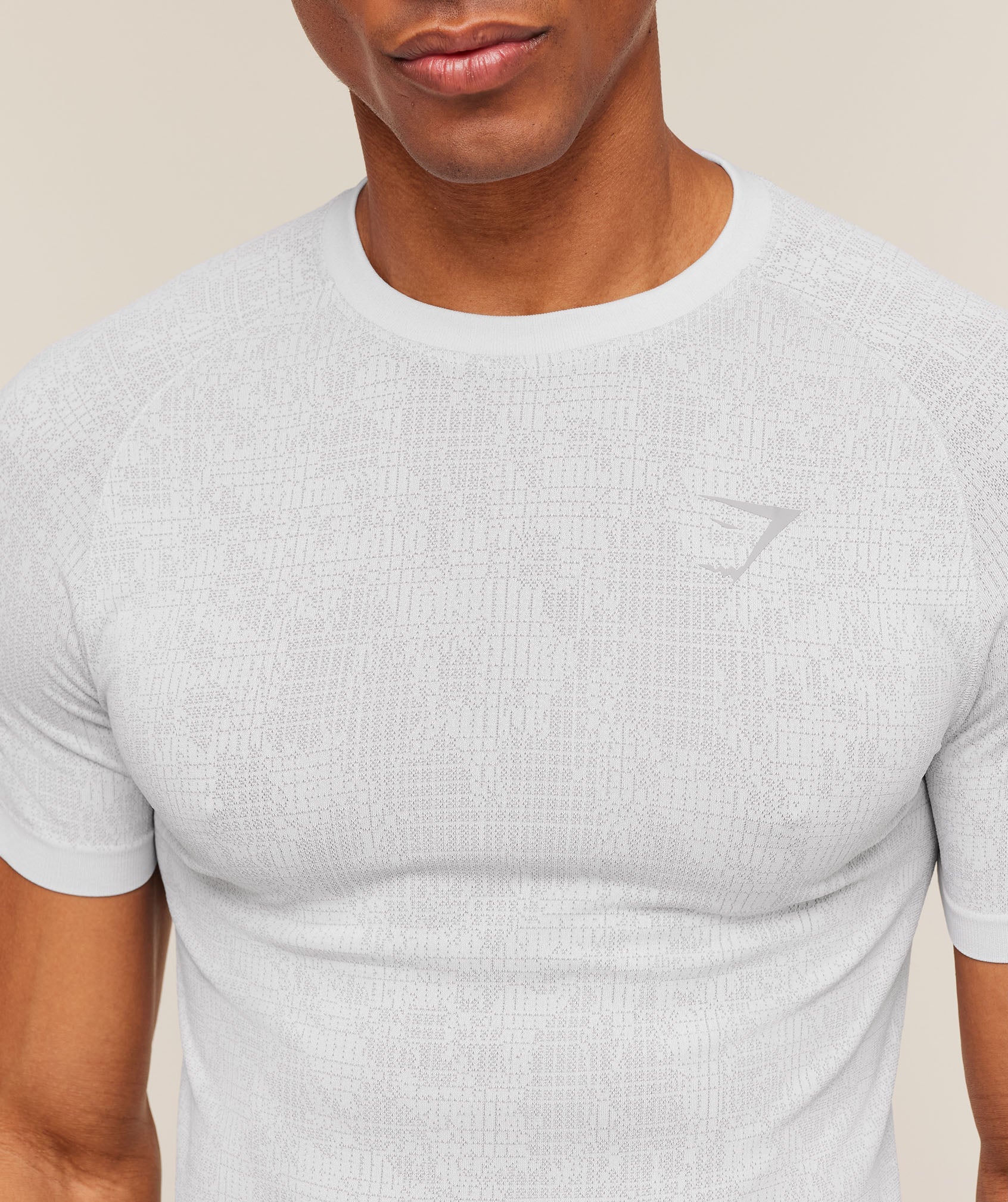 Gymshark Geo Seamless Grid T-Shirt 'White Silver Grey'