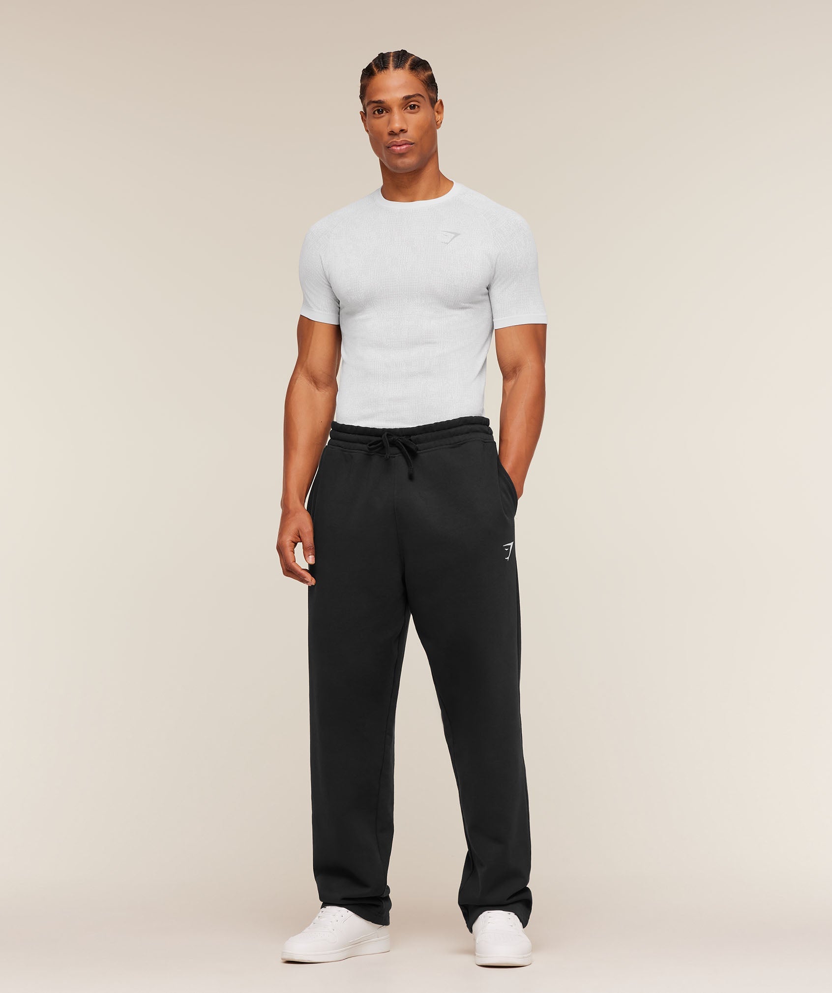 Gymshark Geo Seamless Grid T-Shirt 'White Silver Grey'