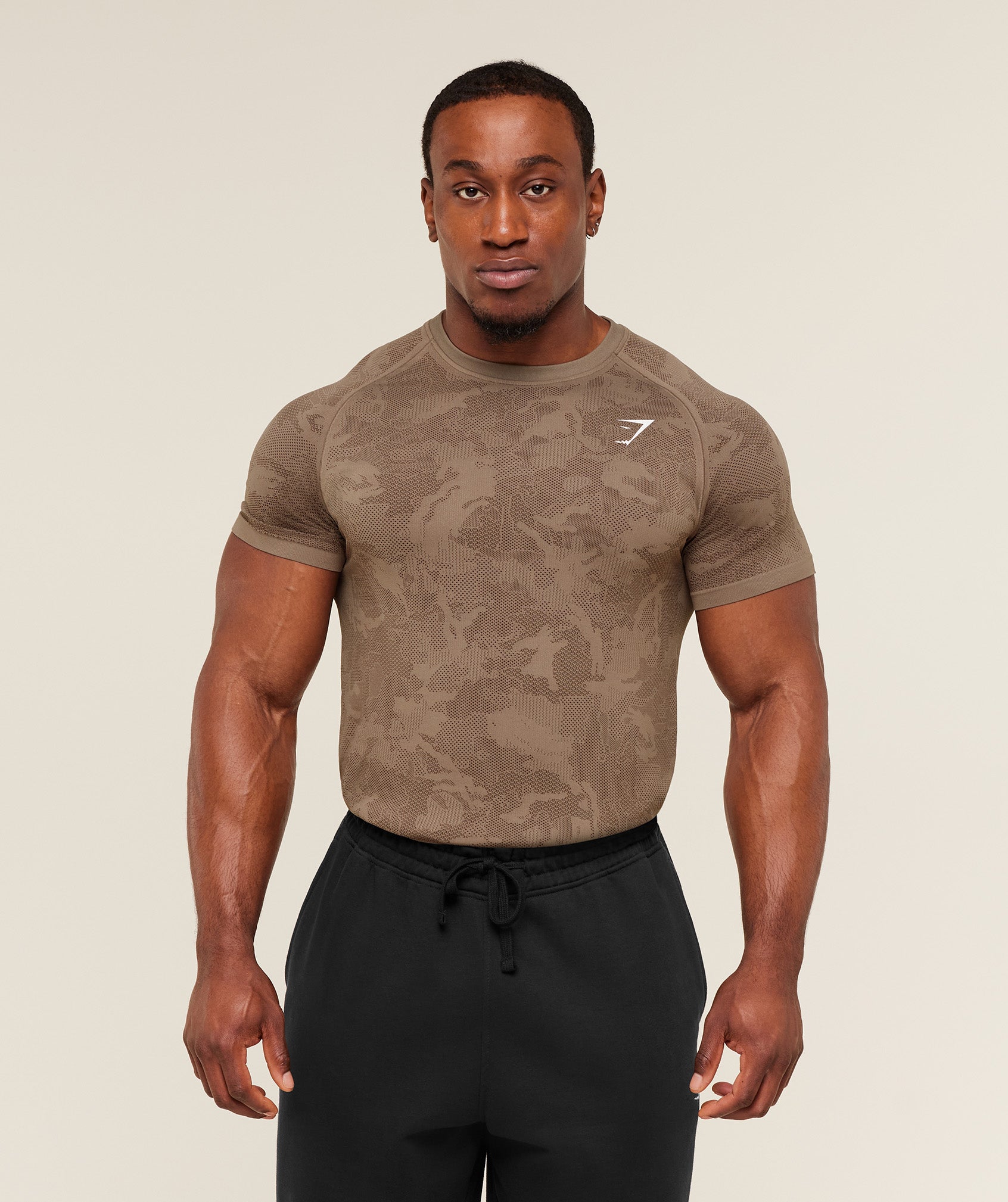 Gymshark Geo Seamless T-Shirt 'Lifestyle Brown Archive Brown'