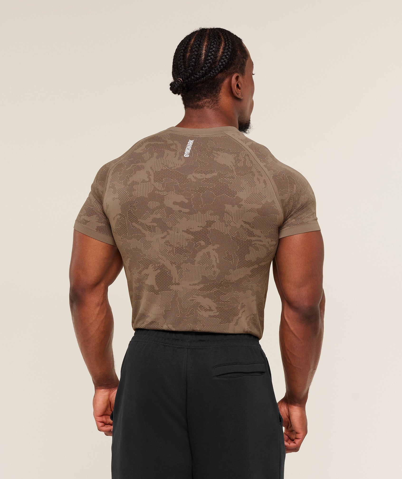Gymshark Geo Seamless T-Shirt 'Lifestyle Brown Archive Brown'