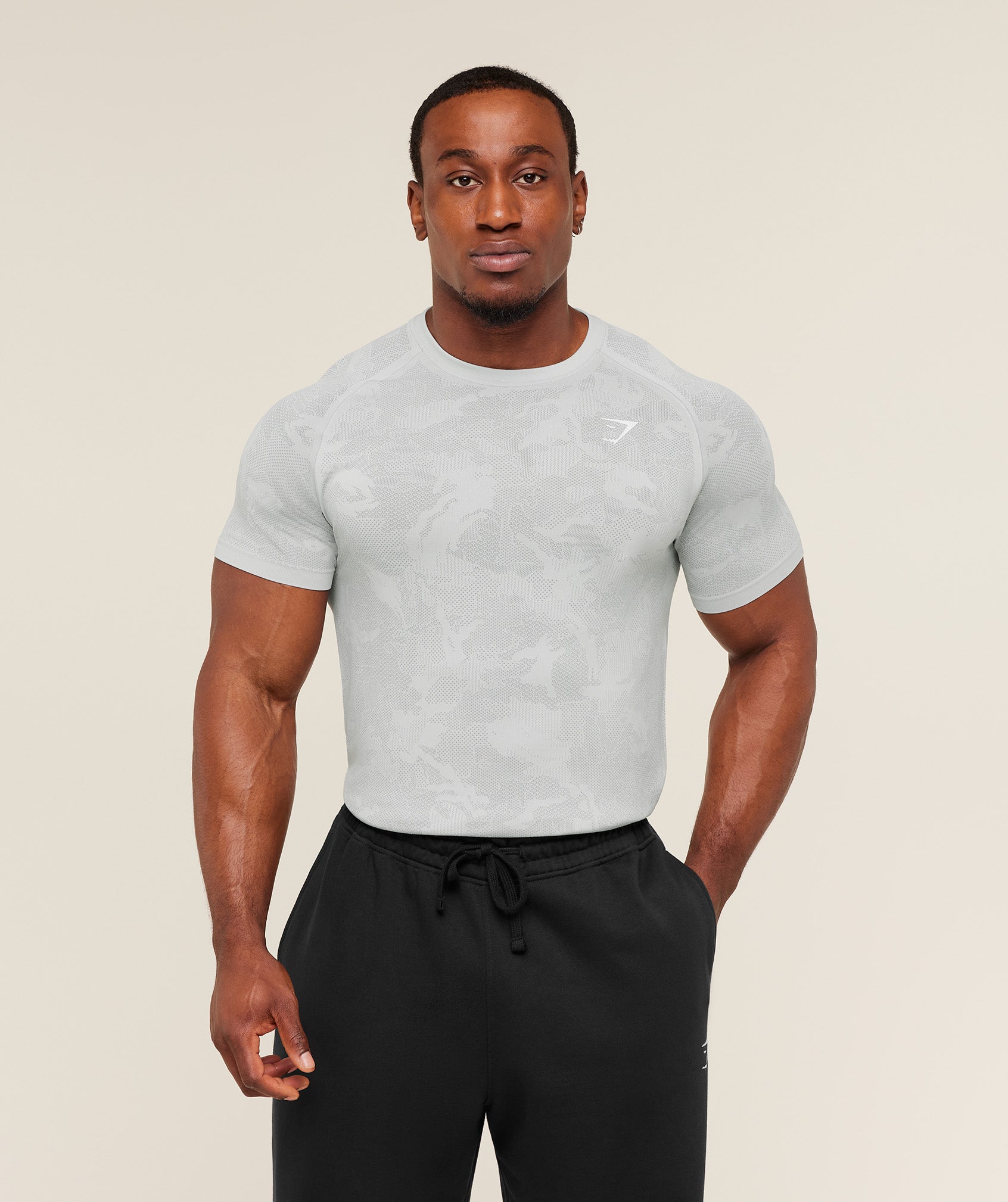 Gymshark Geo Seamless T-Shirt 'Light Grey Smokey Grey'