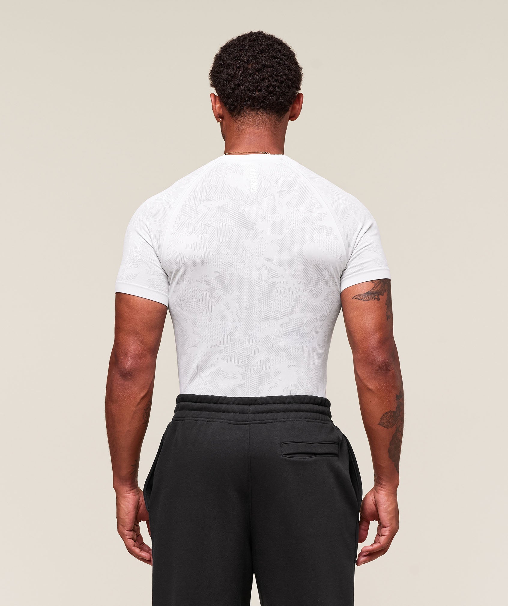 Gymshark Geo Seamless T-Shirt 'White Light Grey'