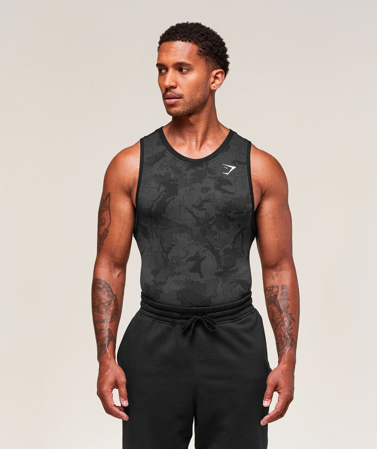 Gymshark Geo Seamless Tank 'Black Charcoal Grey'