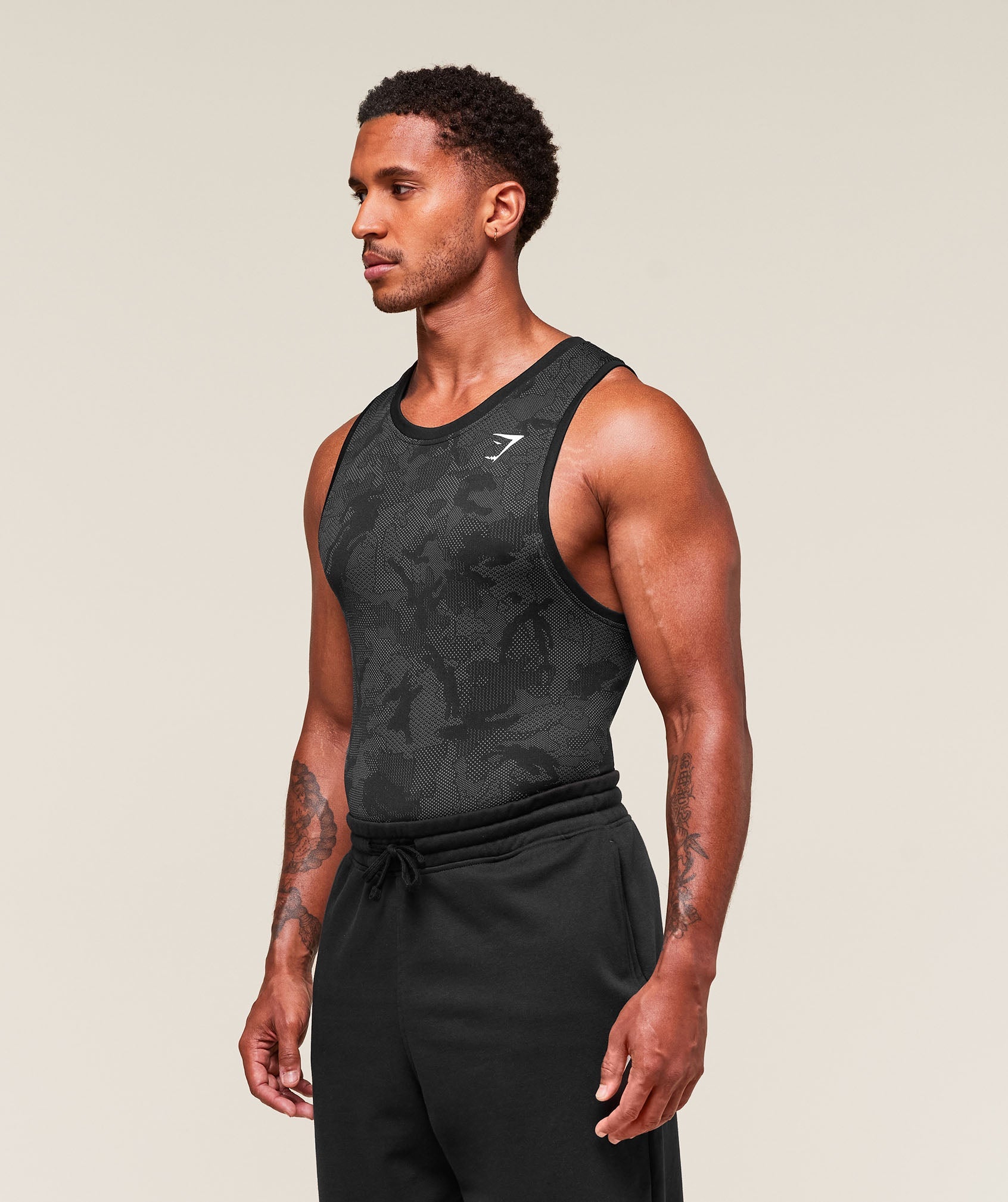 Gymshark Geo Seamless Tank 'Black Charcoal Grey'