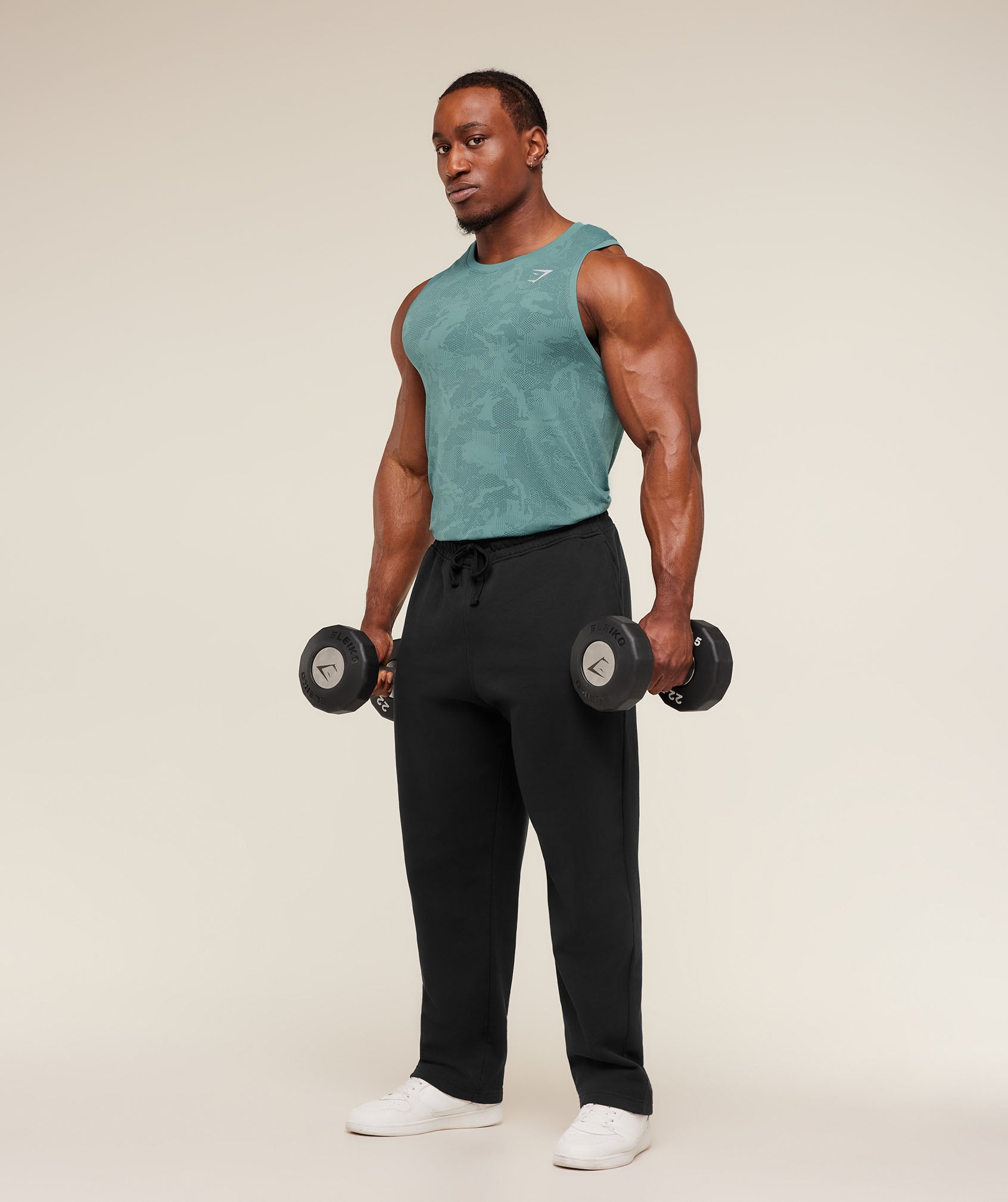 Gymshark Geo Seamless Tank 'Storm Blue Stealth Blue'
