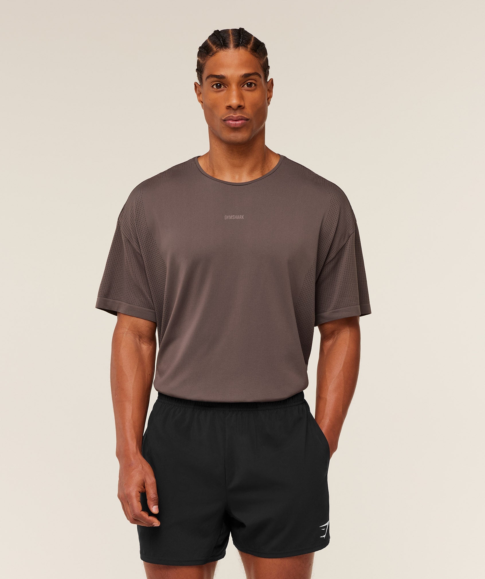 Gymshark Distance Seamless T-Shirt 'Cool Brown Cool Brown'