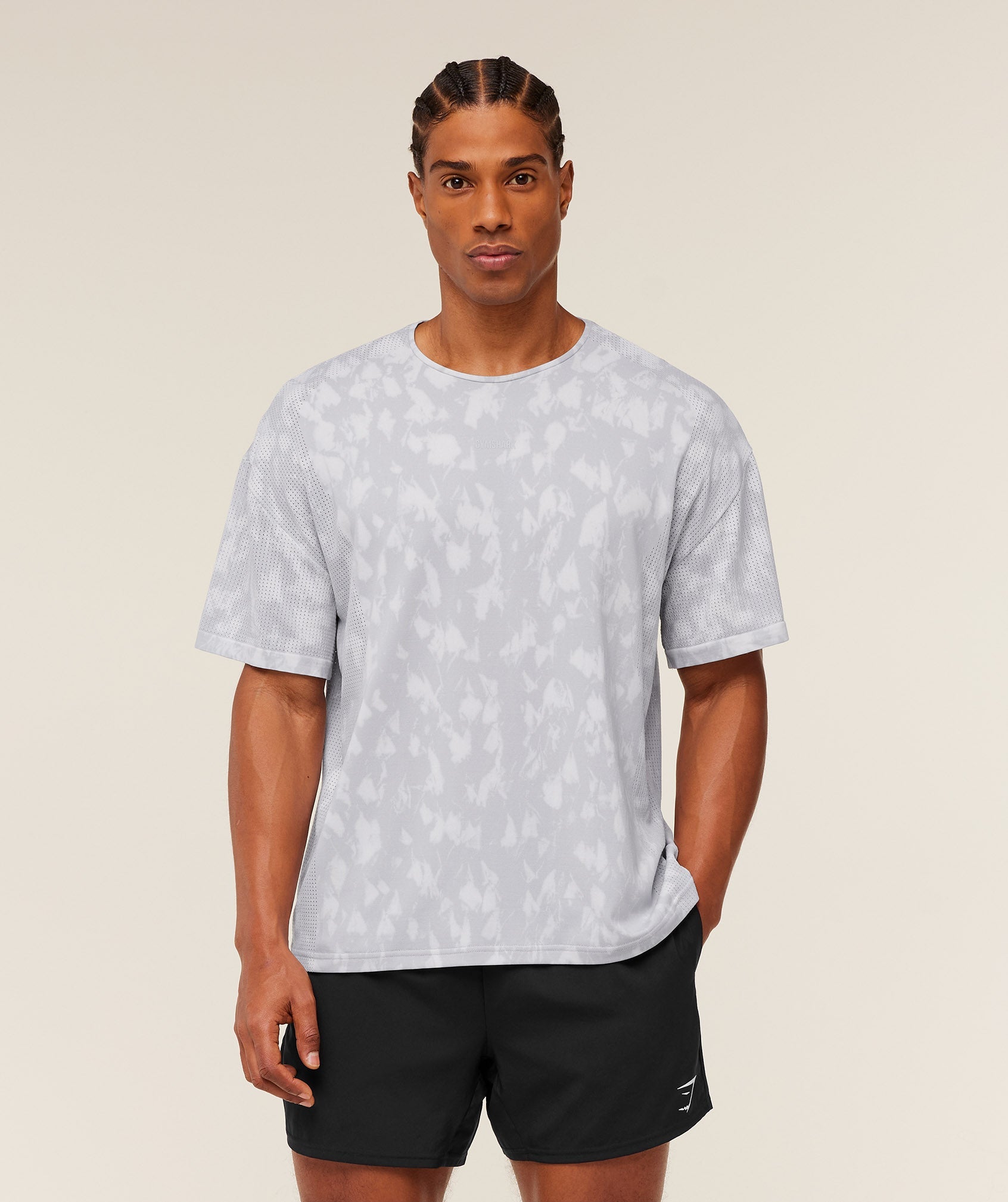Gymshark Distance Seamless T-Shirt 'Light Grey Light Grey ACID WASH'