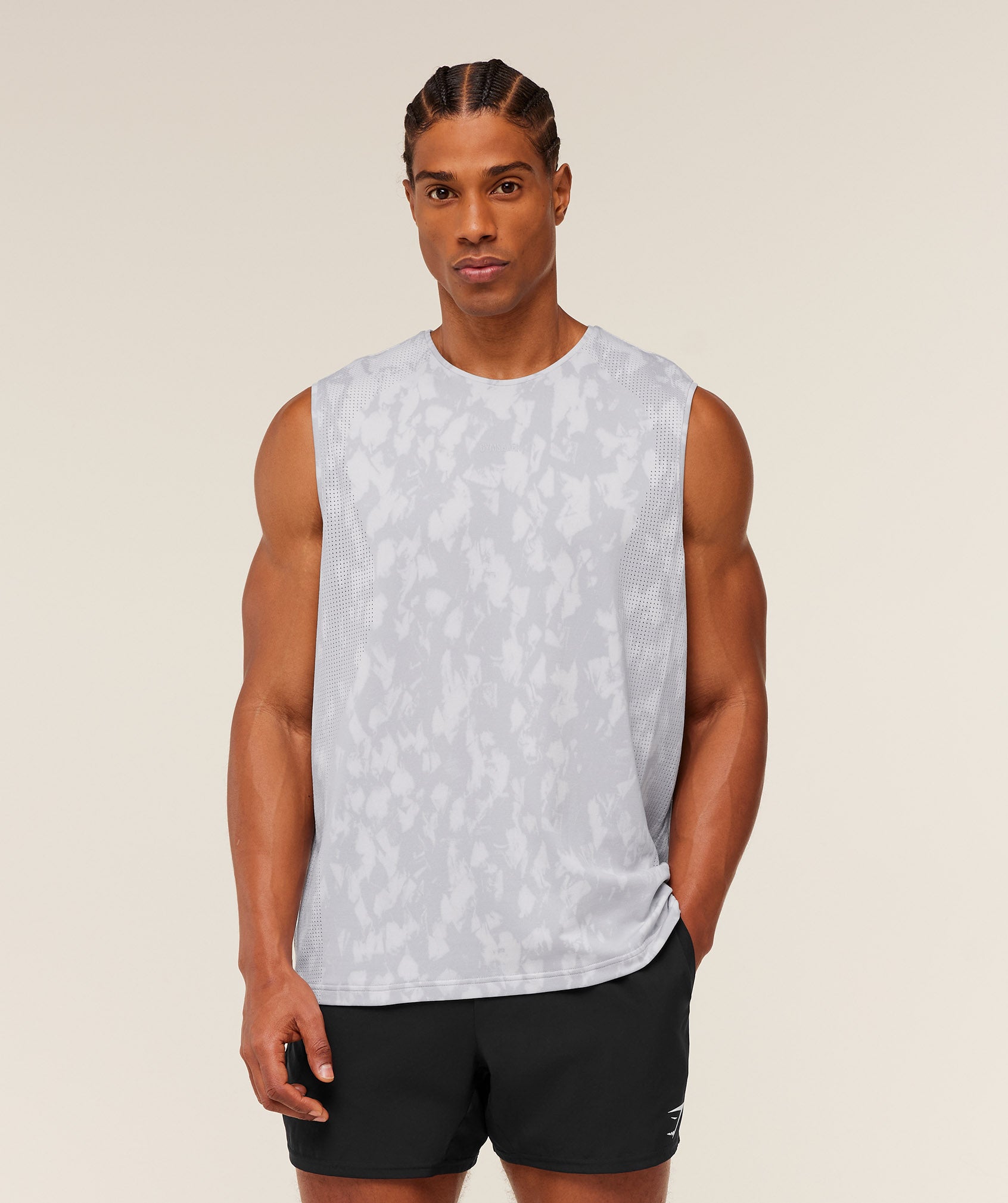 Gymshark Distance Seamless Tank 'Light Grey Light Grey ACID WASH'