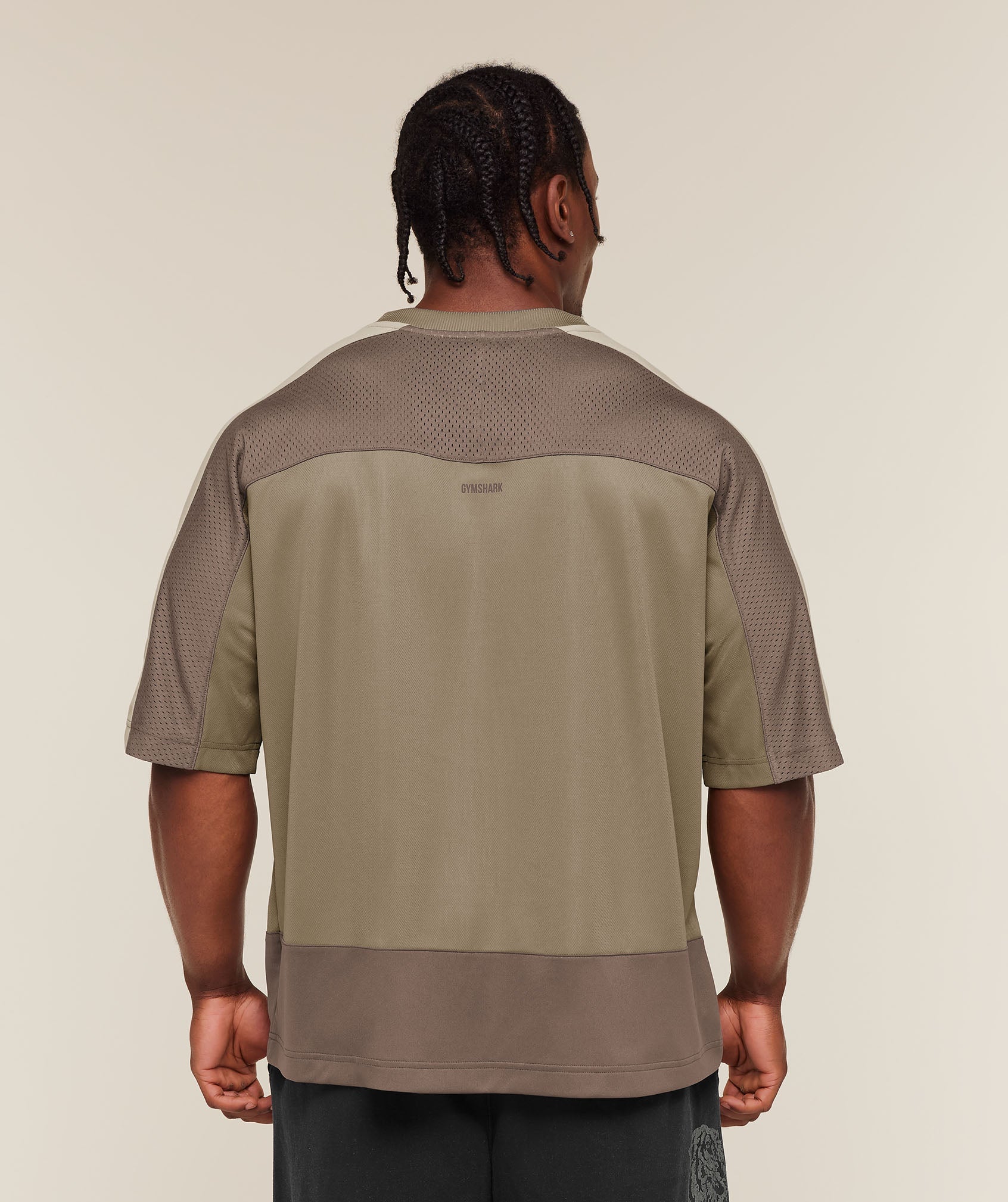 Gymshark Collective Mesh Wordmark Jersey 'Lifestyle Brown Soft Brown Pebble Grey'