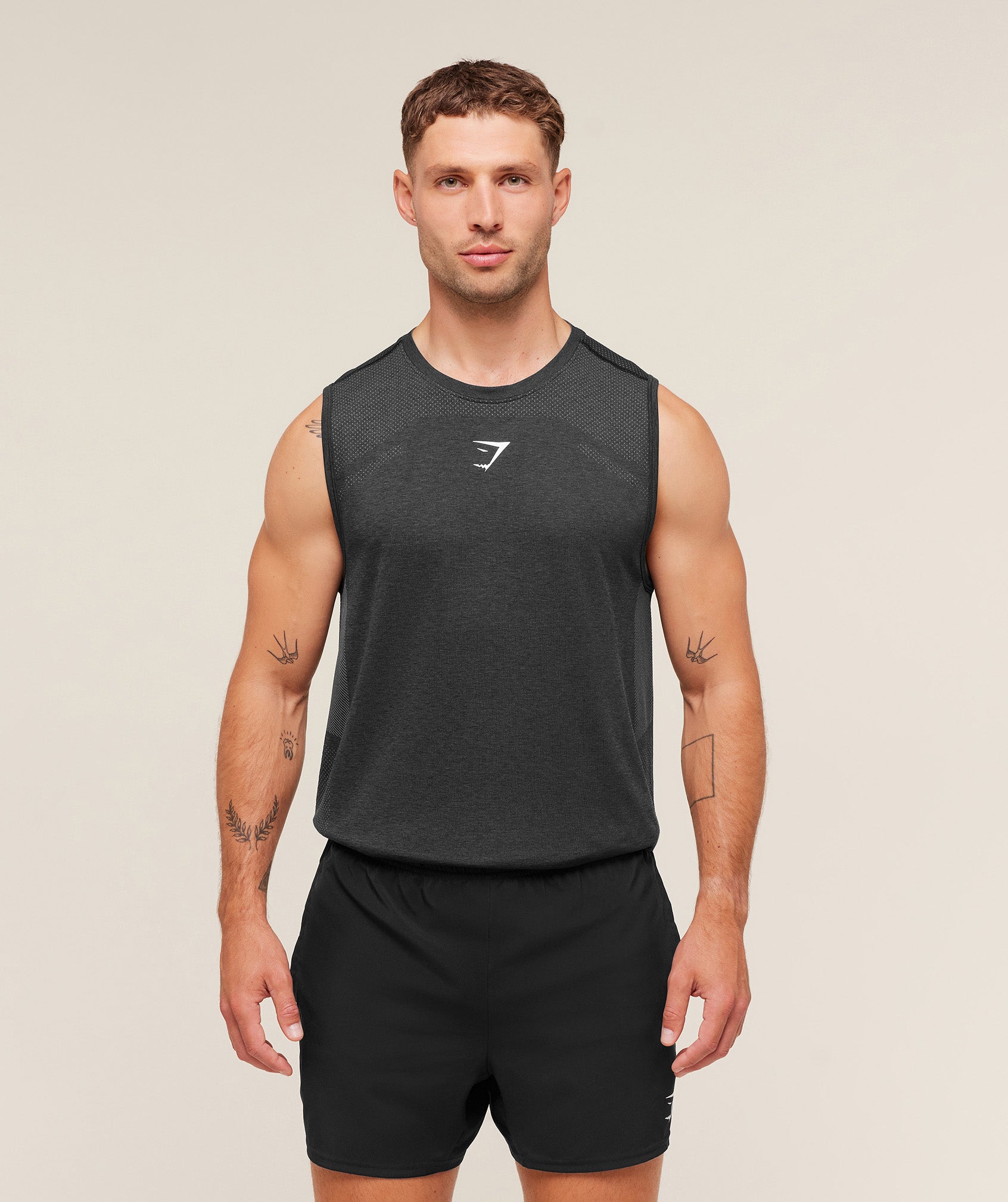 Gymshark Lightweight Seamless Tank 'Black Silhouette Grey'