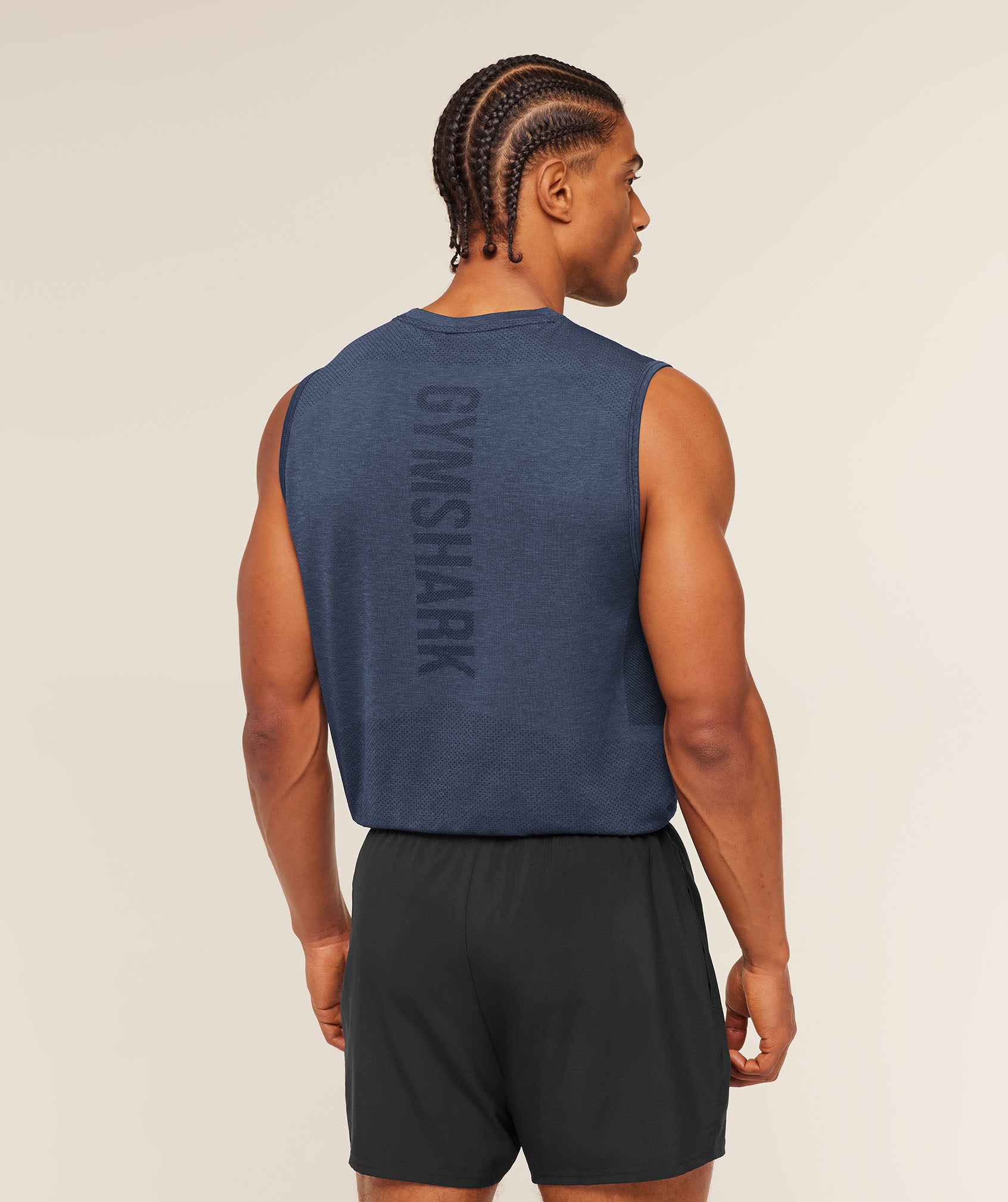 Gymshark Lightweight Seamless Tank 'Heavy Blue Marl'