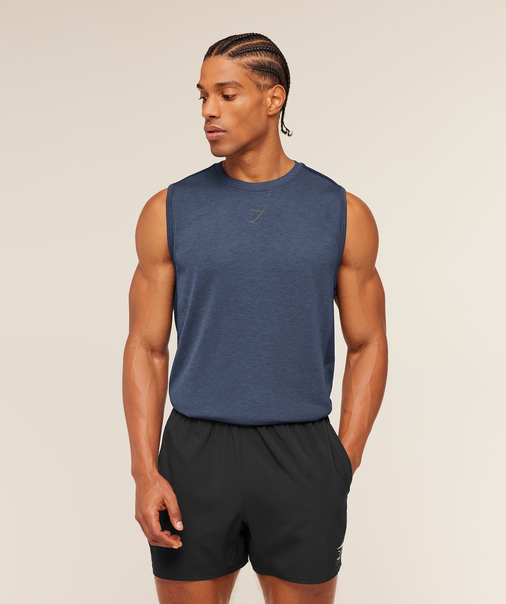 Gymshark Lightweight Seamless Tank 'Heavy Blue Marl'