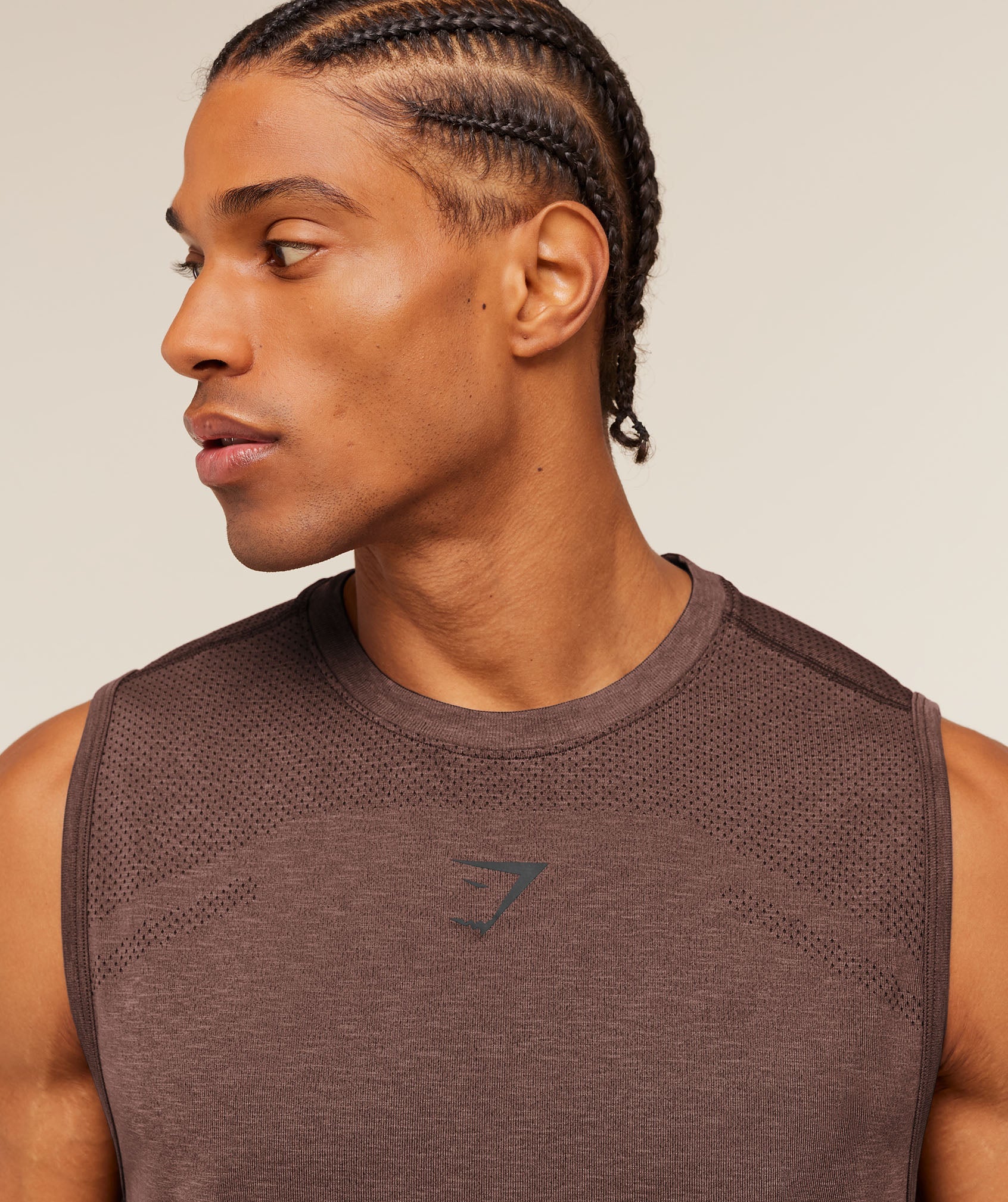Gymshark Lightweight Seamless Tank 'Soft Brown Marl'