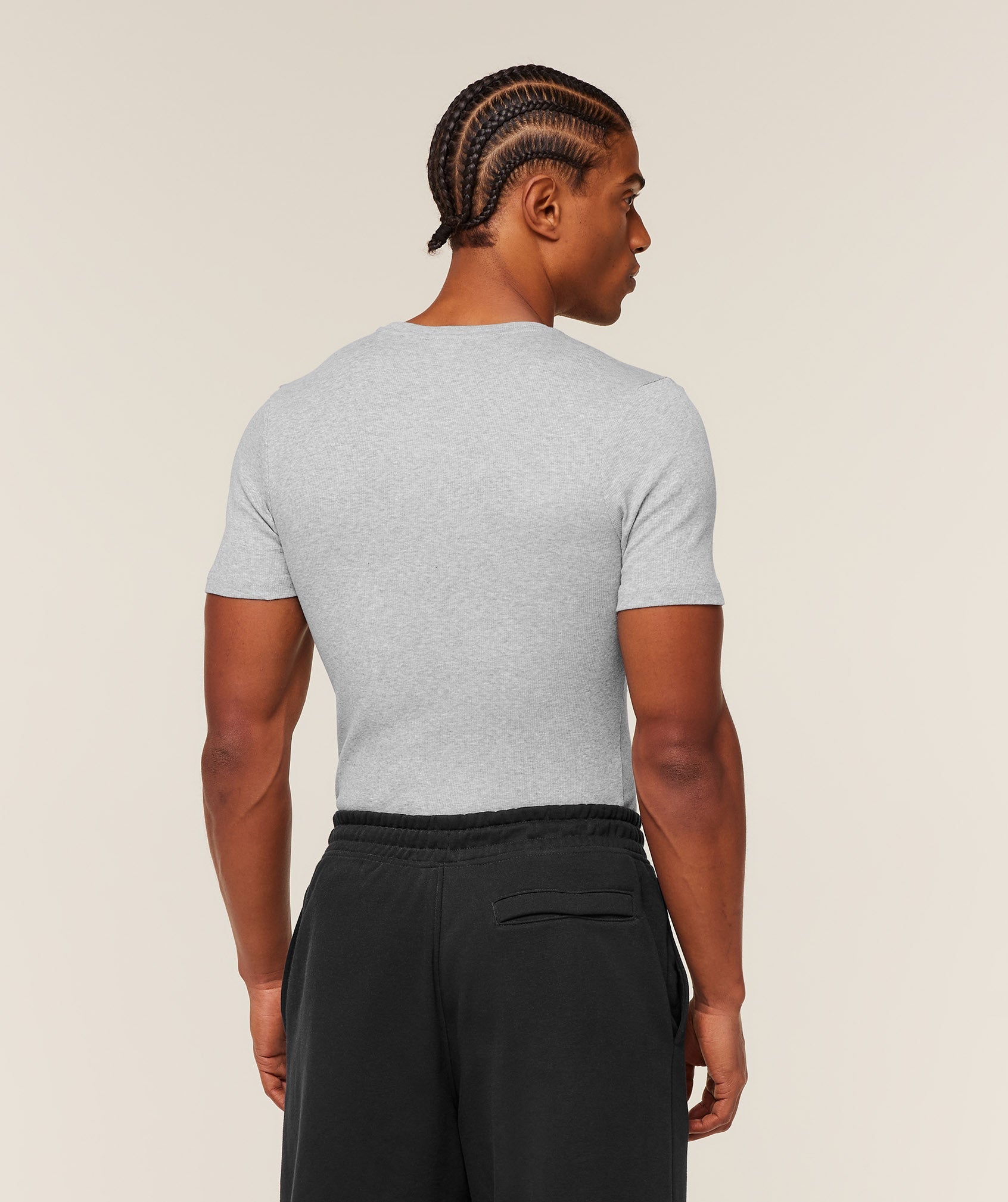 Gymshark Ribbed T-Shirt 'Light Grey Core Marl'