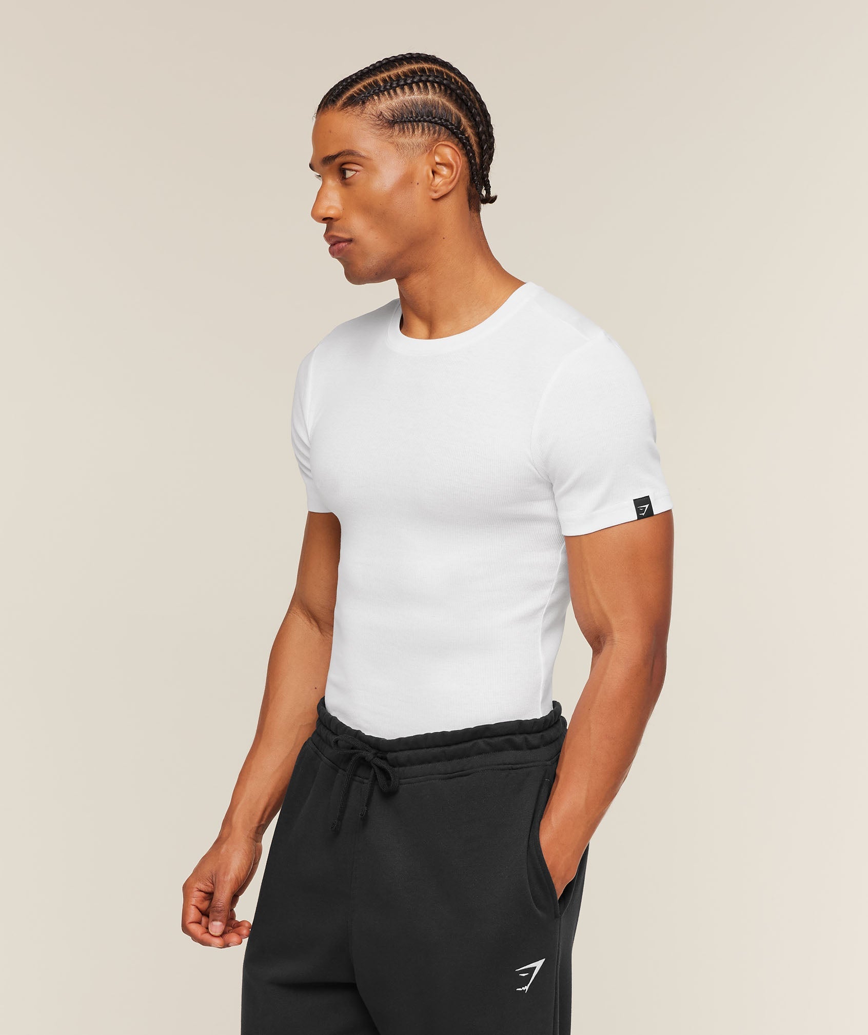 Gymshark Ribbed T-Shirt 'White'