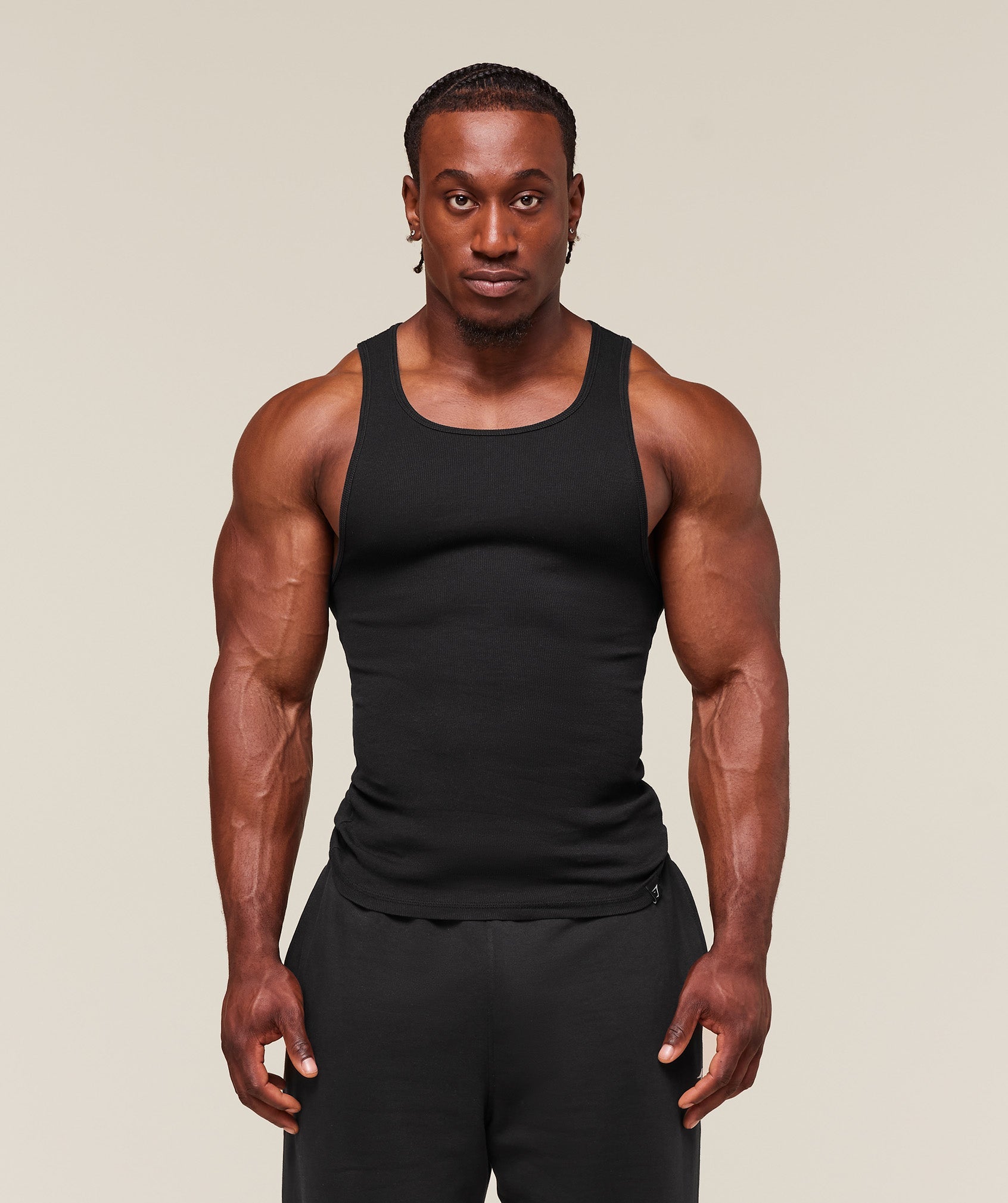 Gymshark Ribbed Tank 1PK 'Black'
