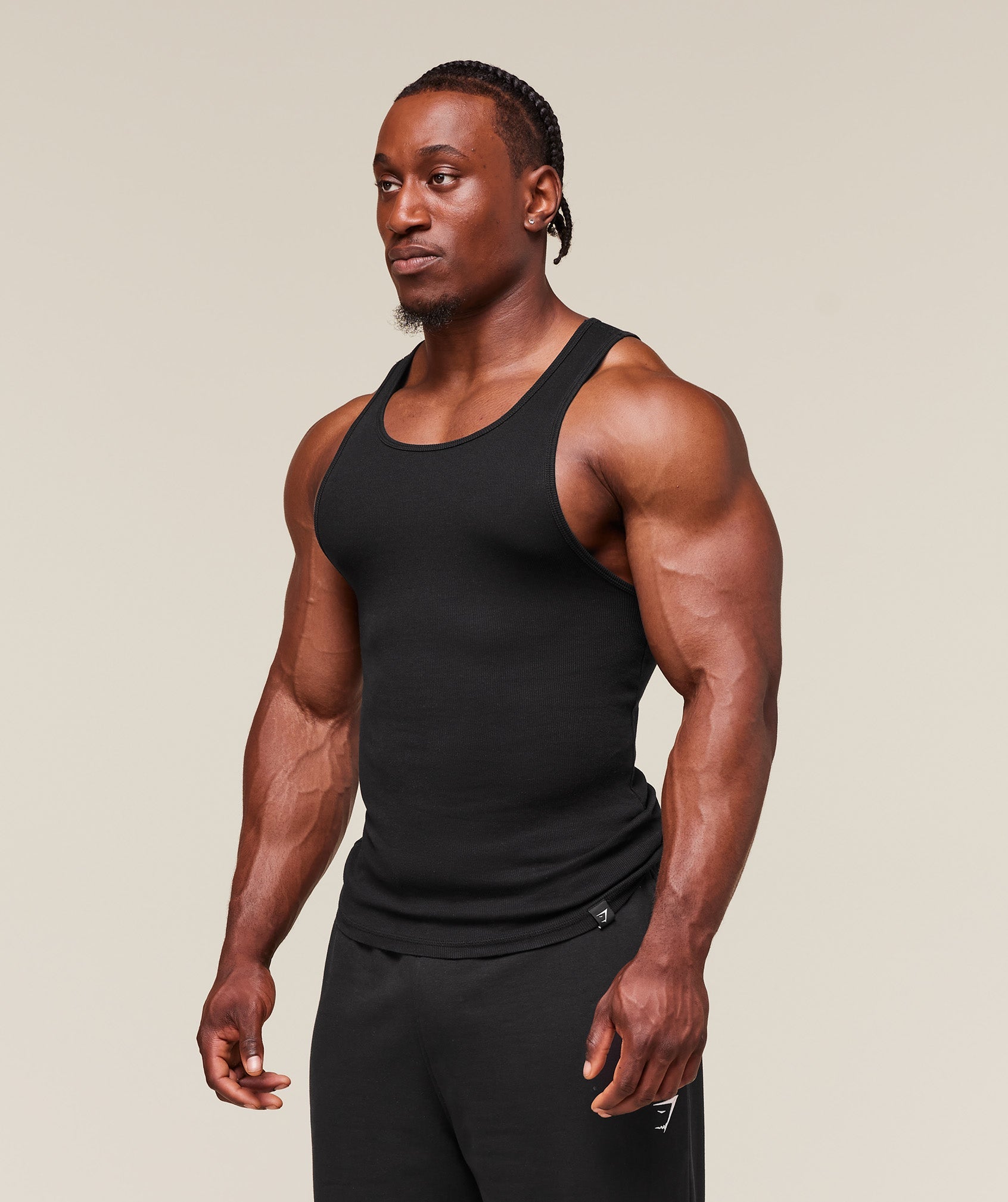 Gymshark Ribbed Tank 1PK 'Black'