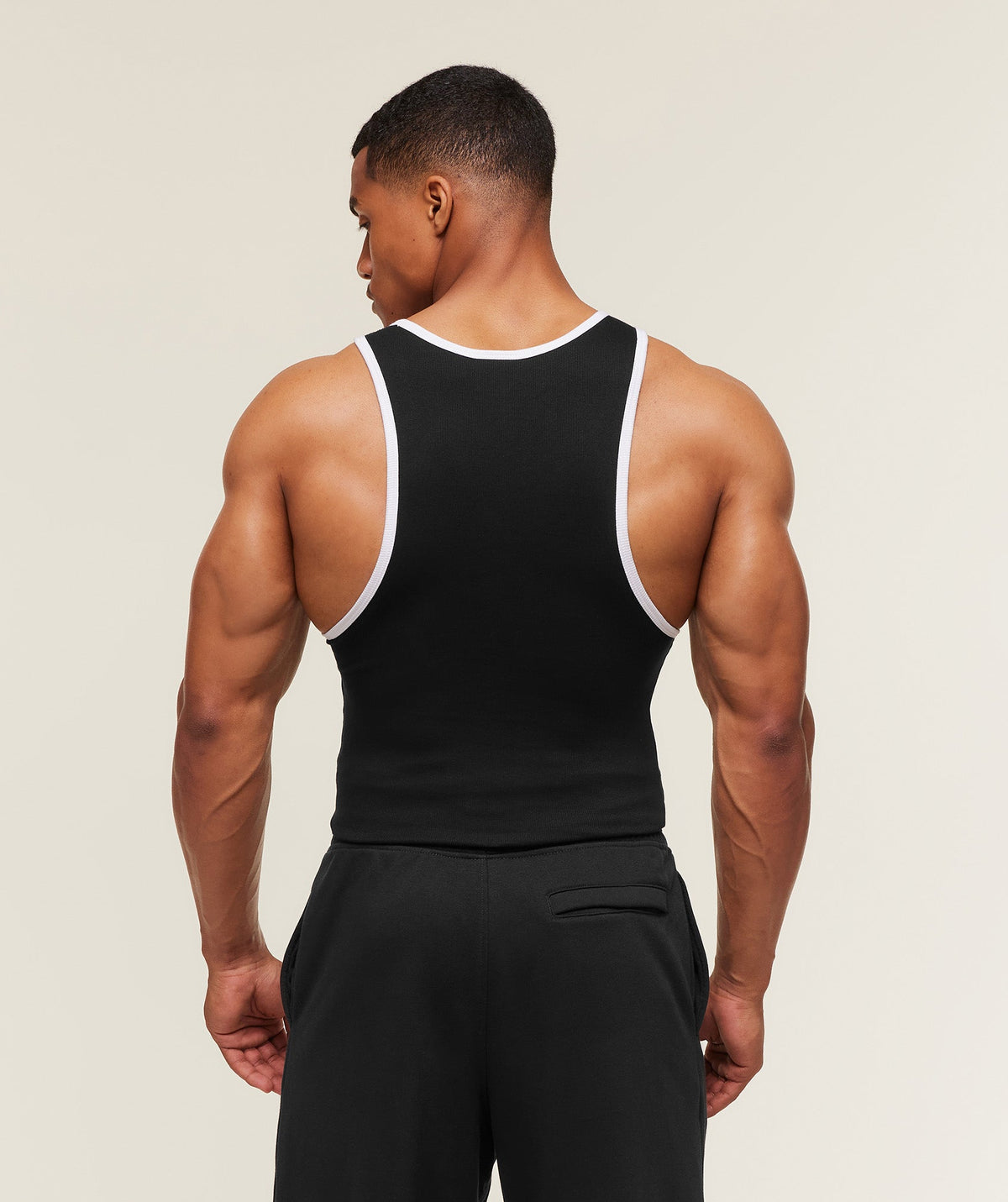 Gymshark Ribbed Tank 1PK 'Black White'