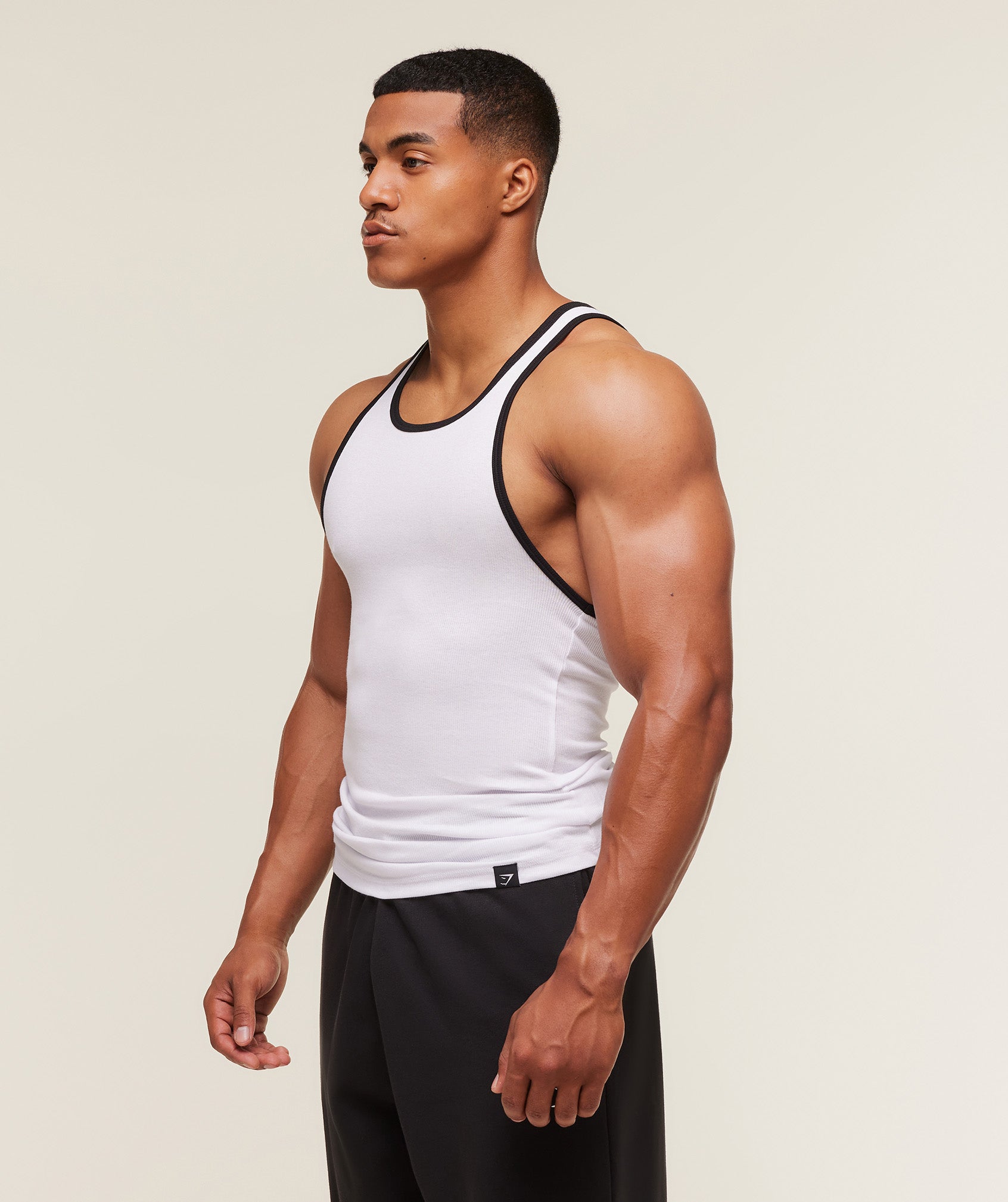 Gymshark Ribbed Tank 1PK 'White Black'