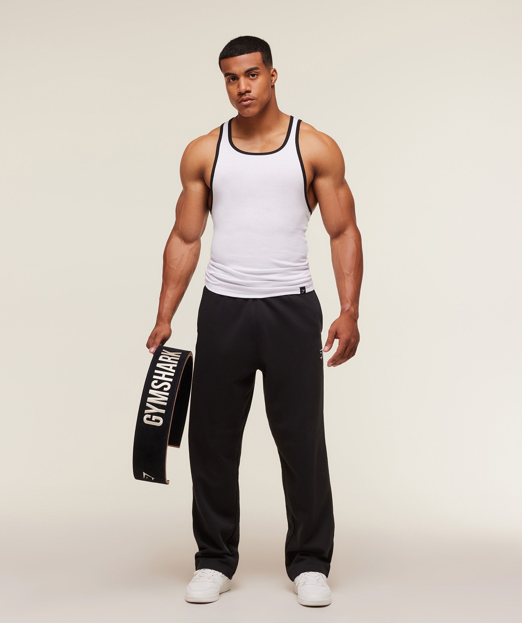 Gymshark Ribbed Tank 1PK 'White Black'