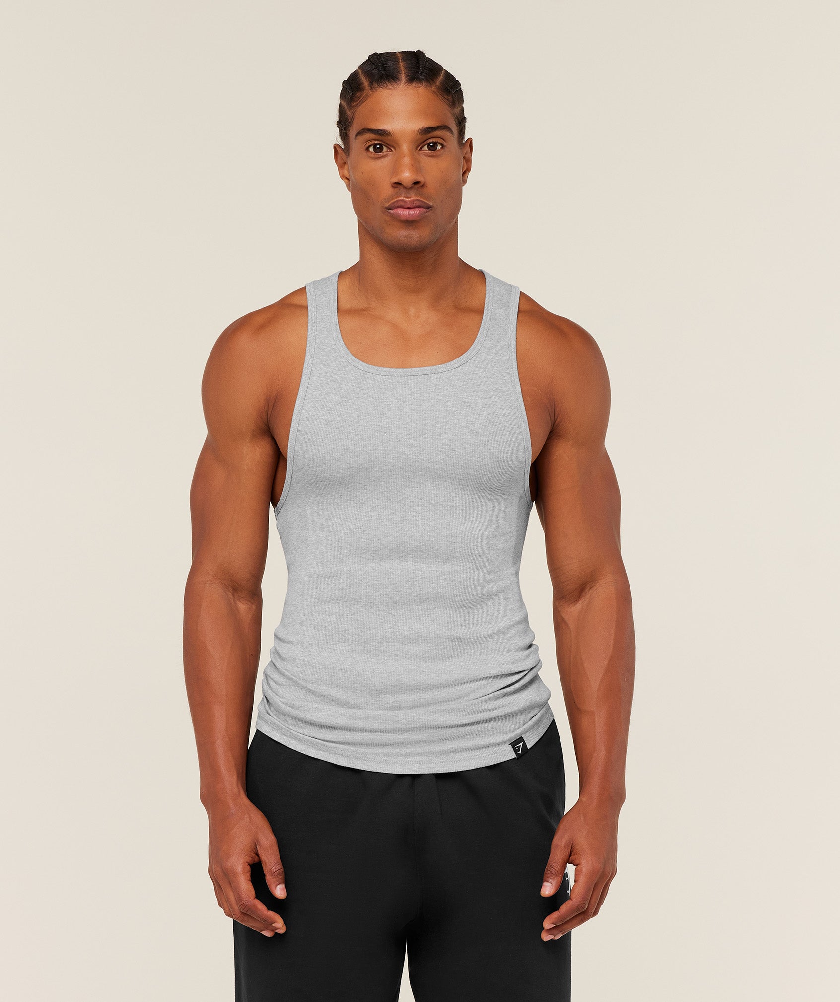 Gymshark Ribbed Tank 1PK 'Light Grey Core Marl'