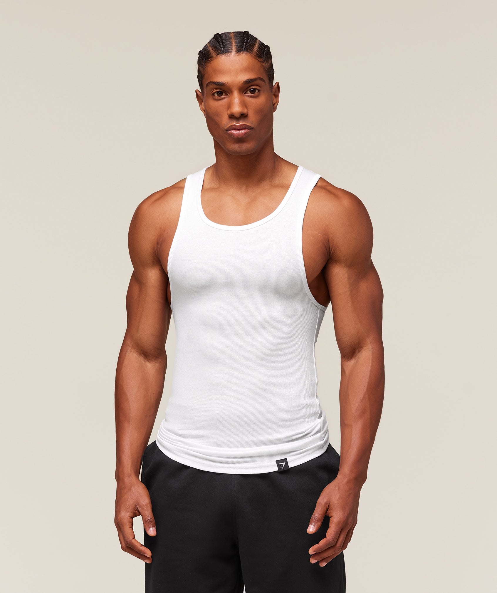Gymshark Ribbed Tank 1PK 'White'